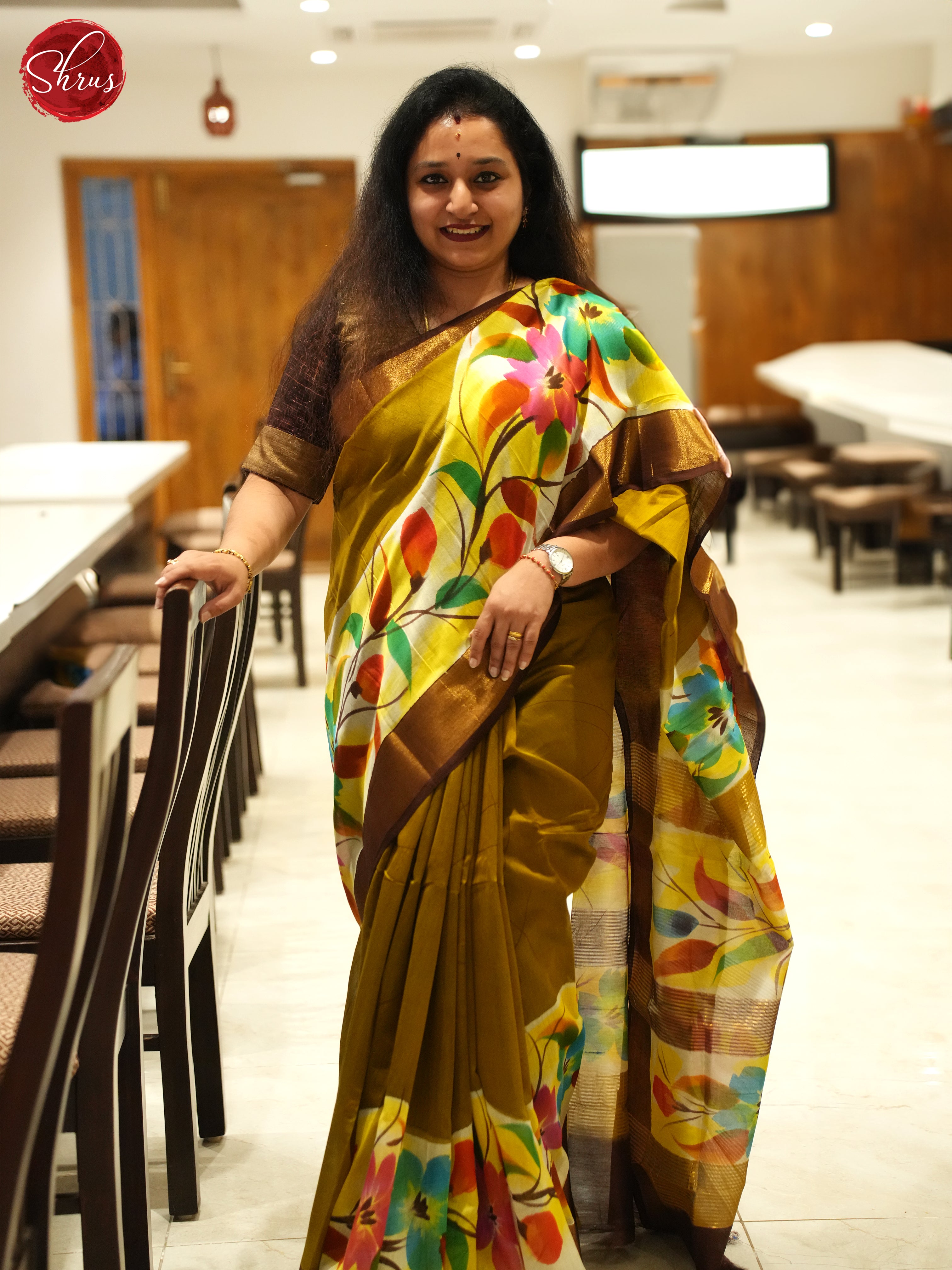 Mathulir Green And Brown- Moonga Silk Saree - Shop on ShrusEternity.com