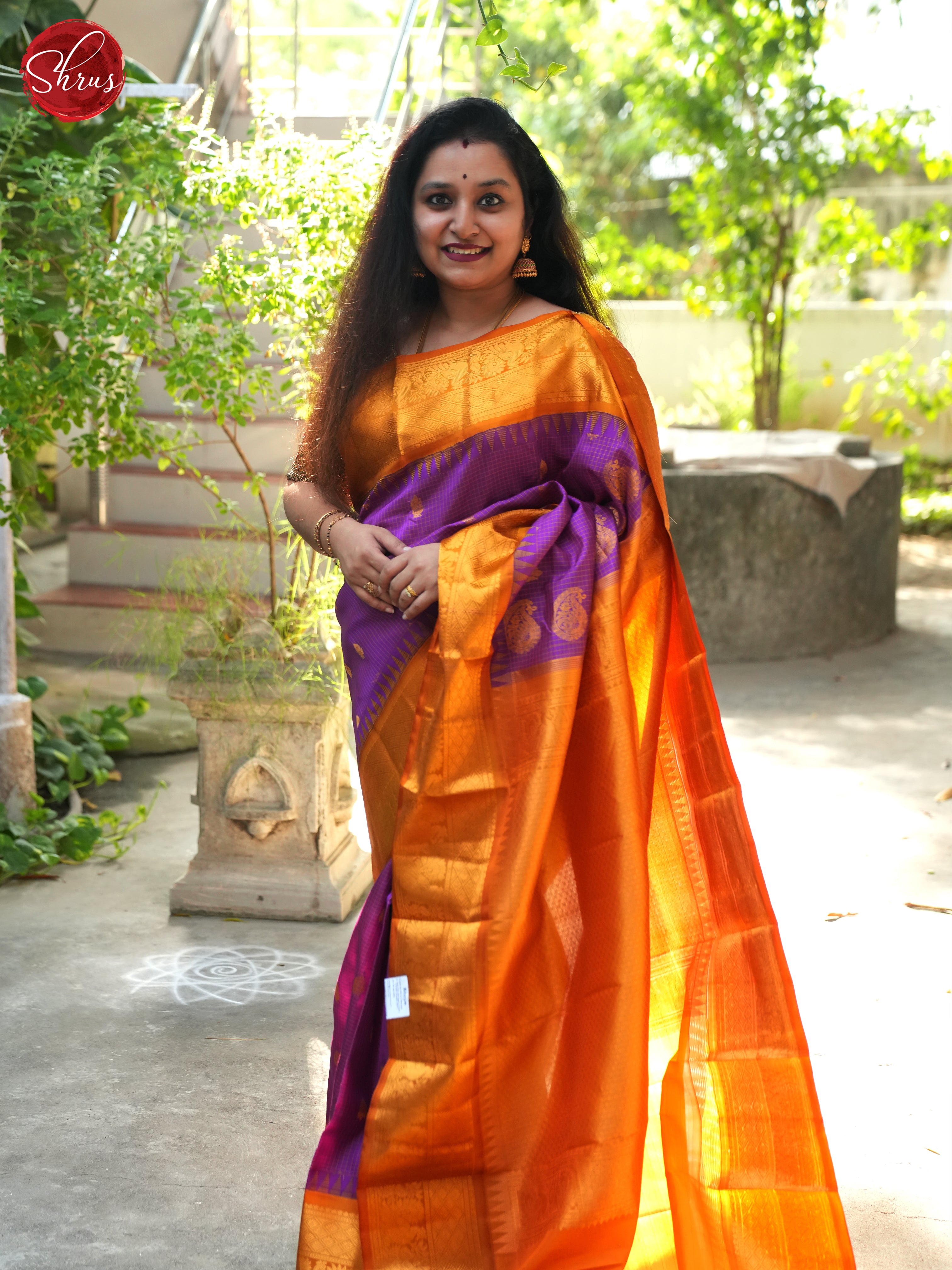 Vadamalli And Mustard - Gadwal silk saree - Shop on ShrusEternity.com