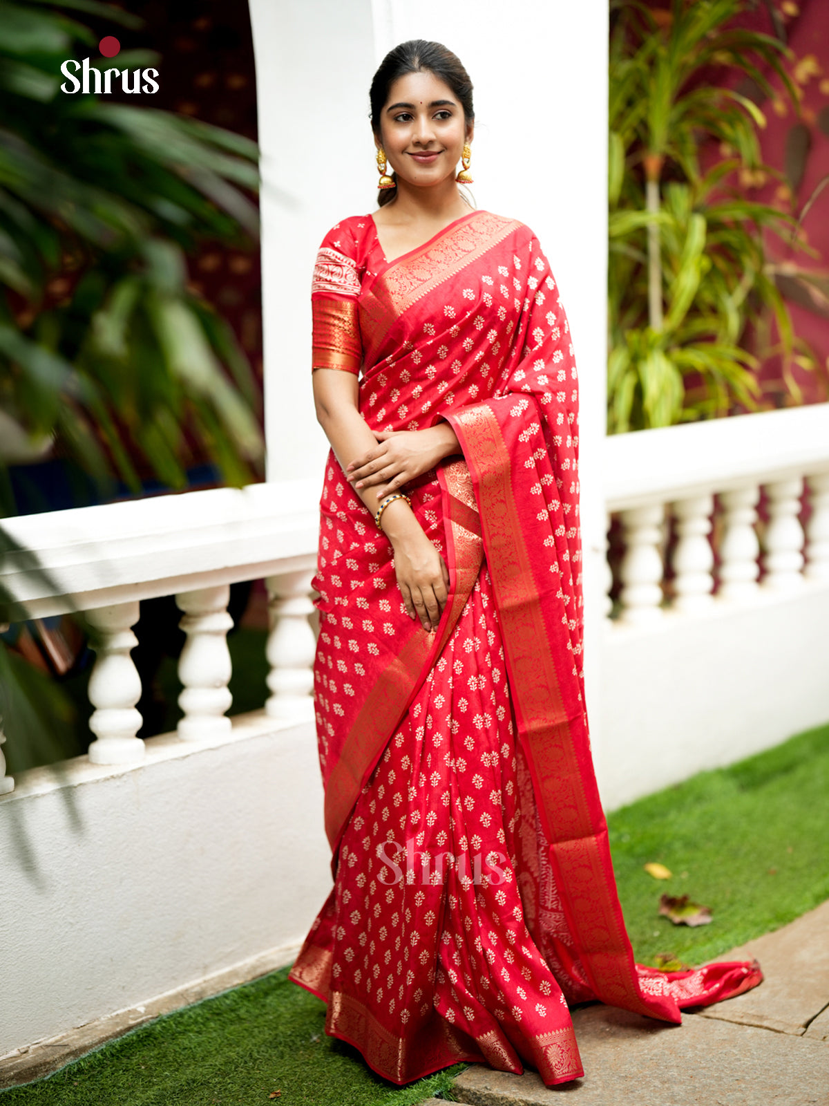 Red - Semi Crepe - Saree- EAS30507 - Shop on Shrus.com