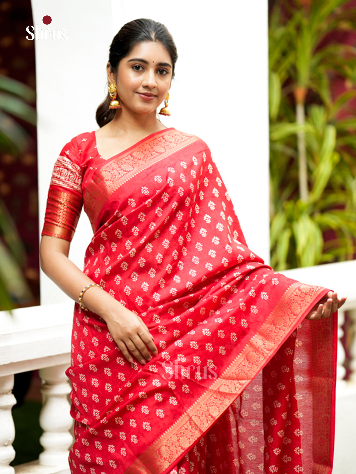 Red - Semi Crepe - Saree- EAS30507 - Shop on Shrus.com