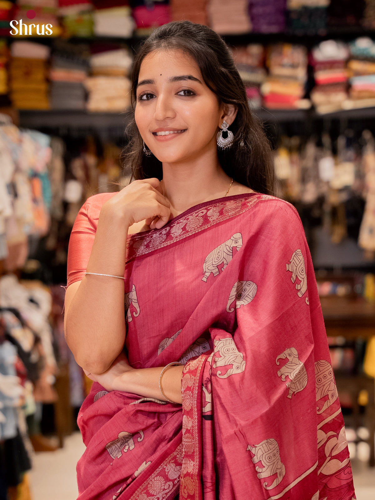 Pink - Semi Modal  Saree