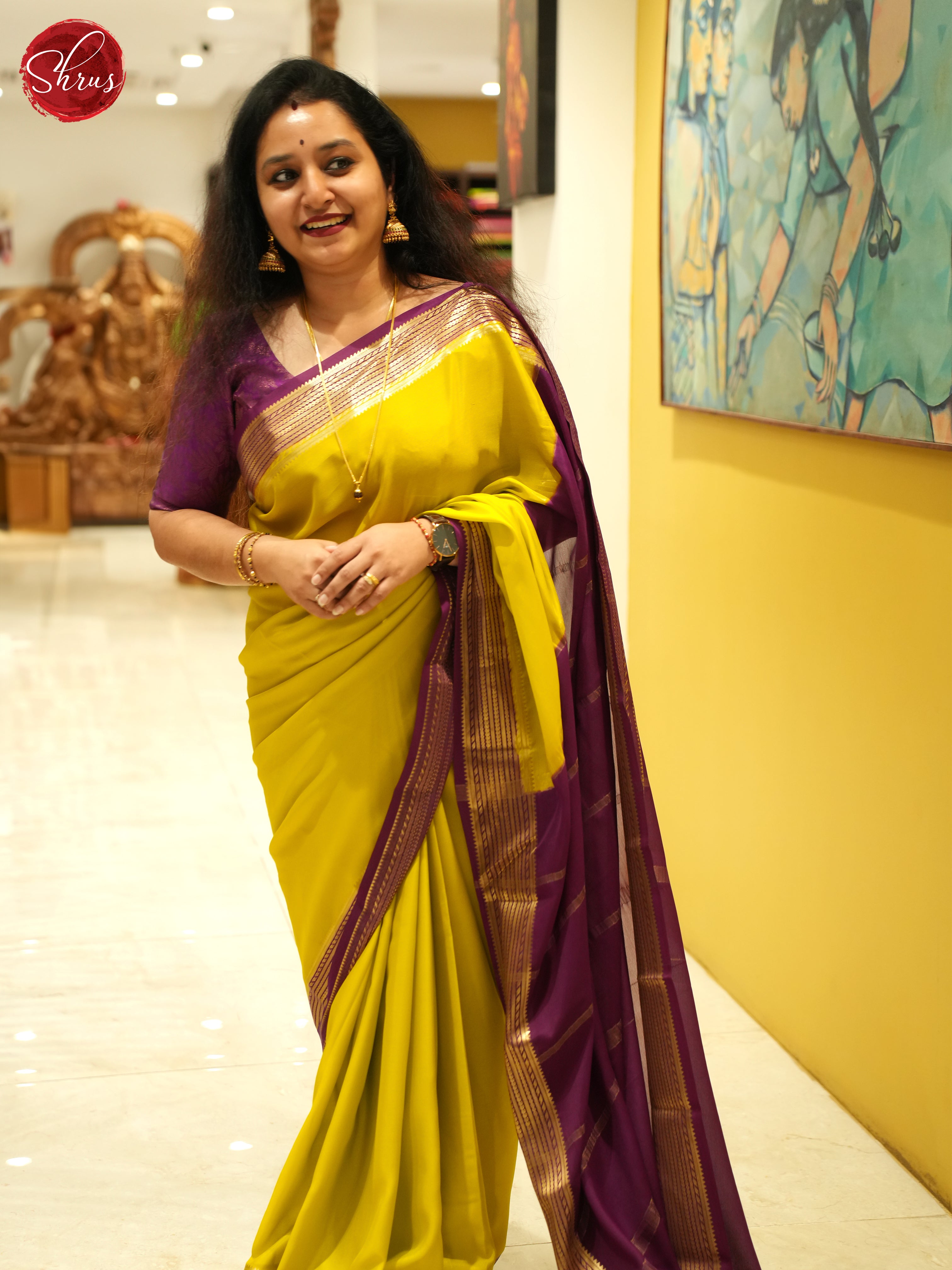 Mathulir green and wine - Mysore Silk Saree - Shop on ShrusEternity.com