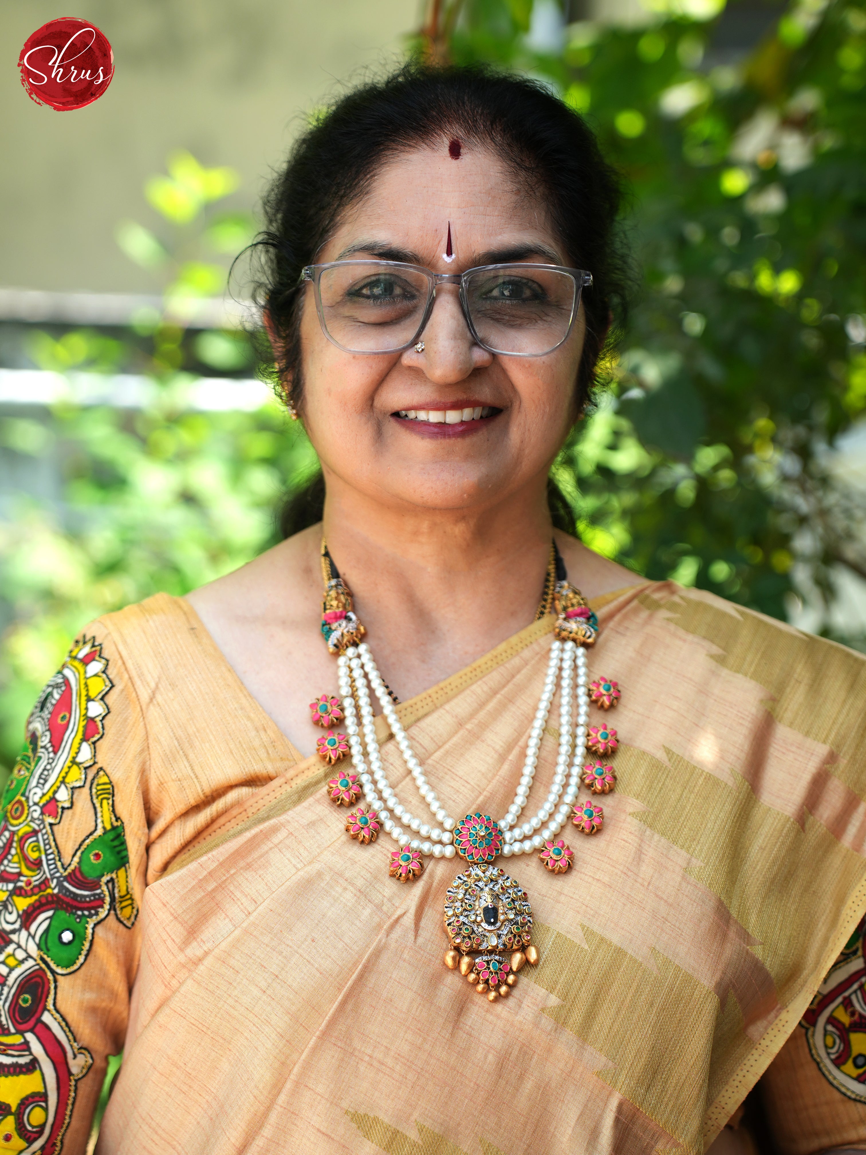 Pearls with Balaji terracota Pendant , earring  - Neck Piece & Earrings - Shop on ShrusEternity.com