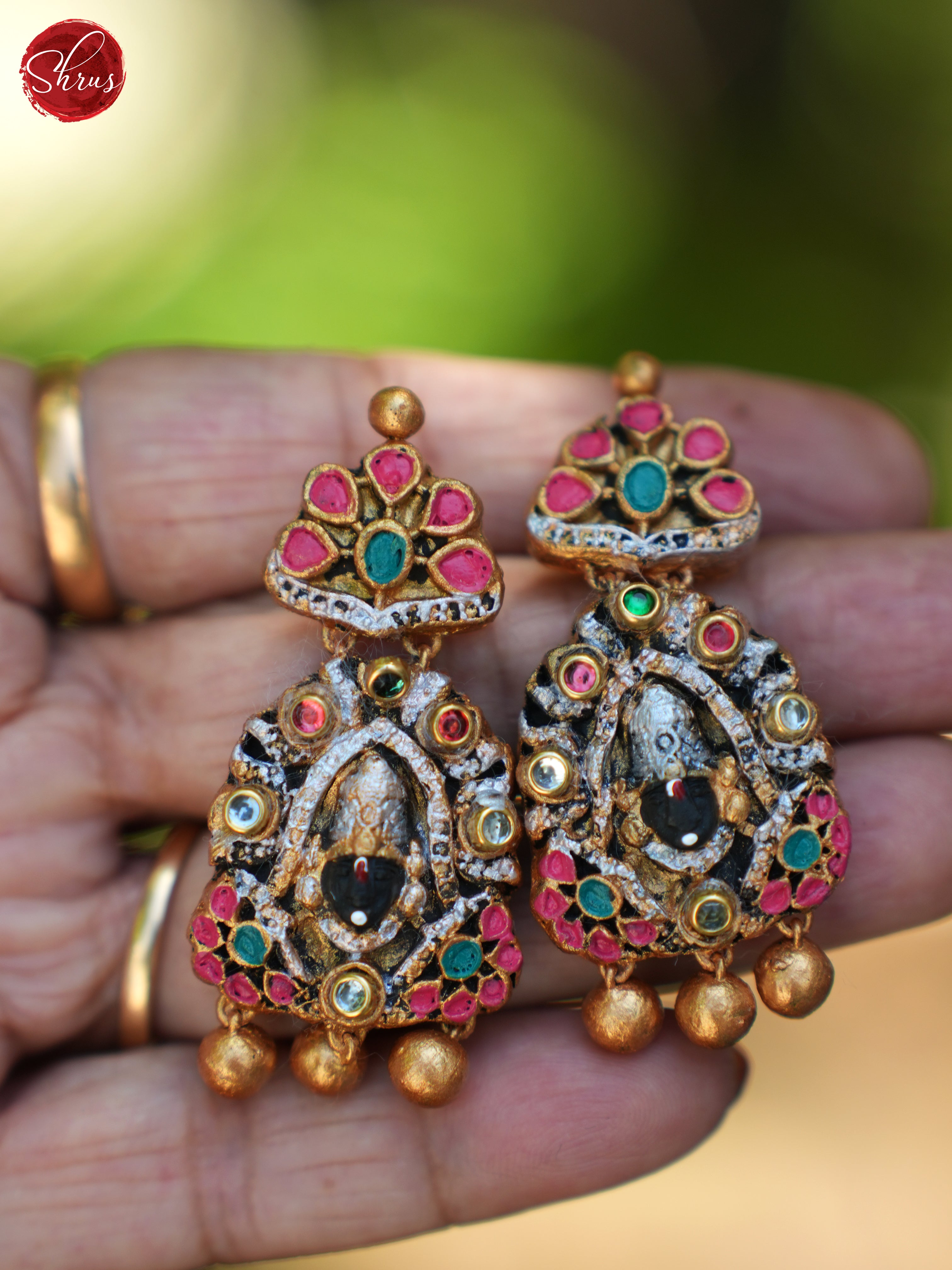 Pearls with Balaji terracota Pendant , earring  - Neck Piece & Earrings - Shop on ShrusEternity.com