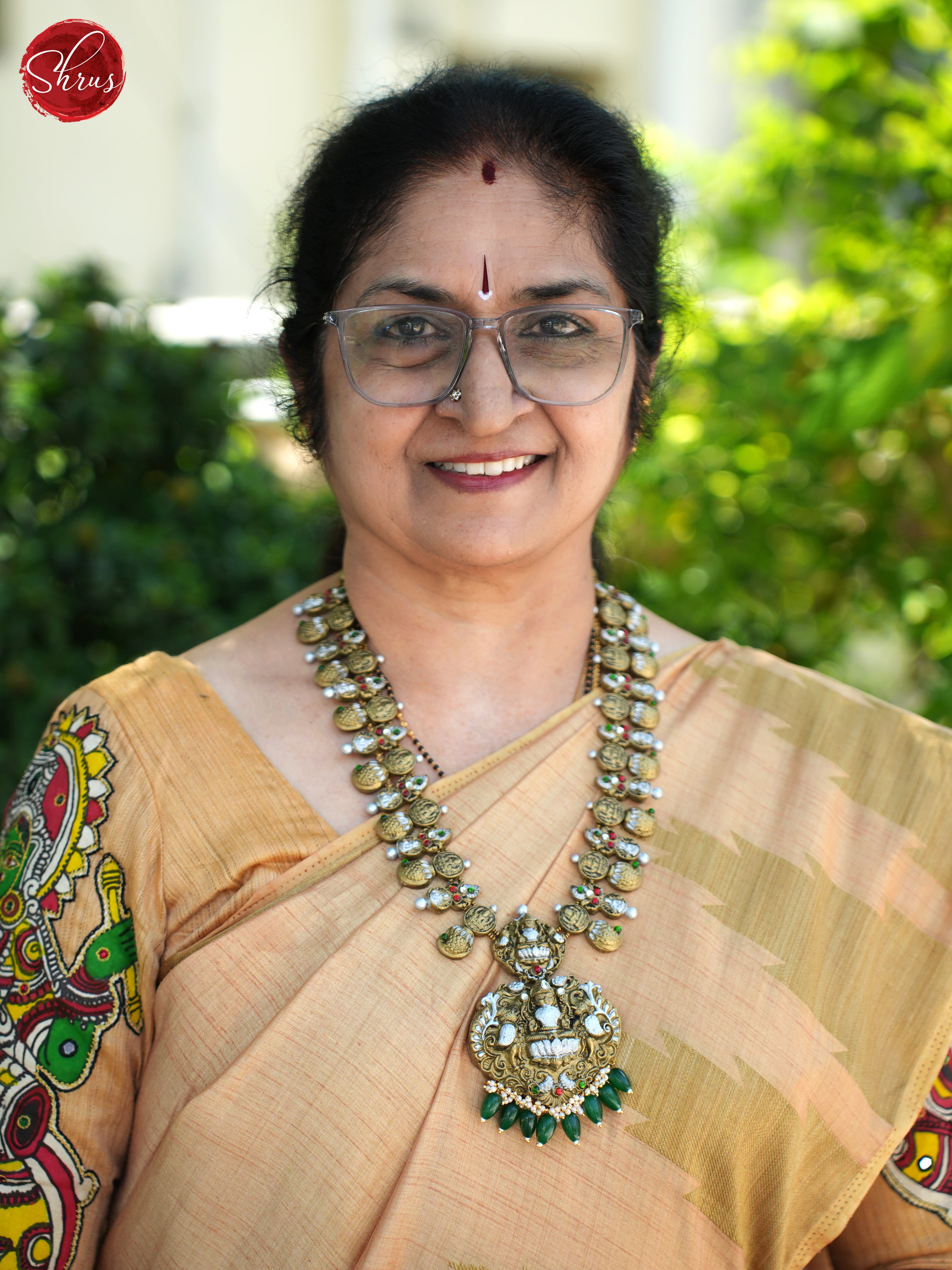lakshmi manga terracotta necklace  with Jhumkas - Neck Piece & Earrings - Shop on ShrusEternity.com