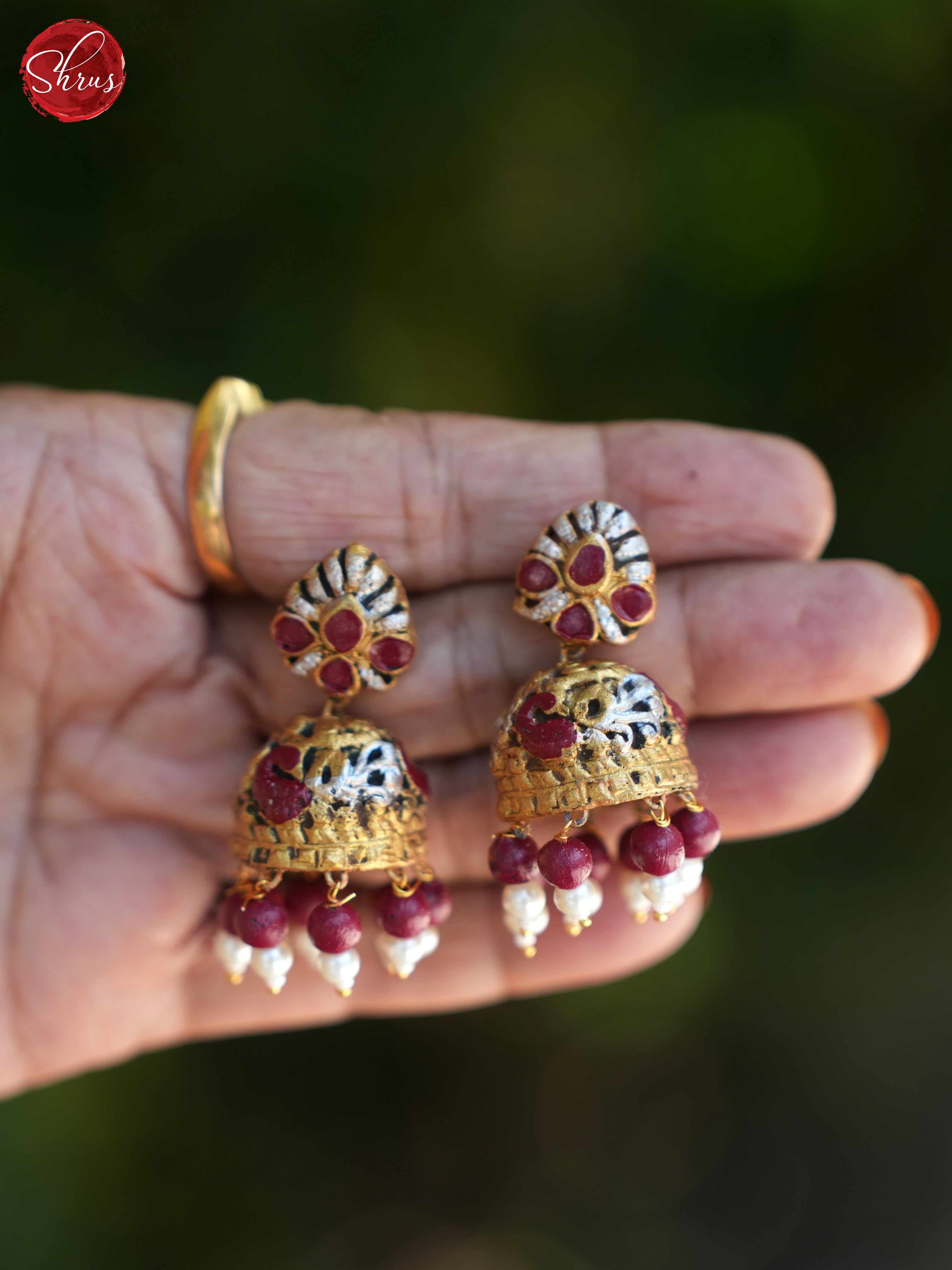Ram Sita Pendant  terracotta necklace with Jhumkas- Neck Piece & Earrings - Shop on ShrusEternity.com