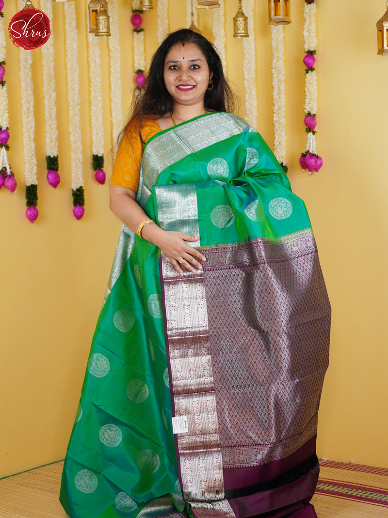 Green &  Maroon- Kanchipuram Silk Saree - Shop on ShrusEternity.com