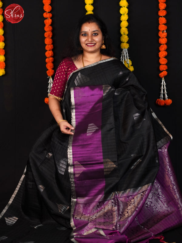 Black & Purple - Soft silk Saree - Shop on ShrusEternity.com