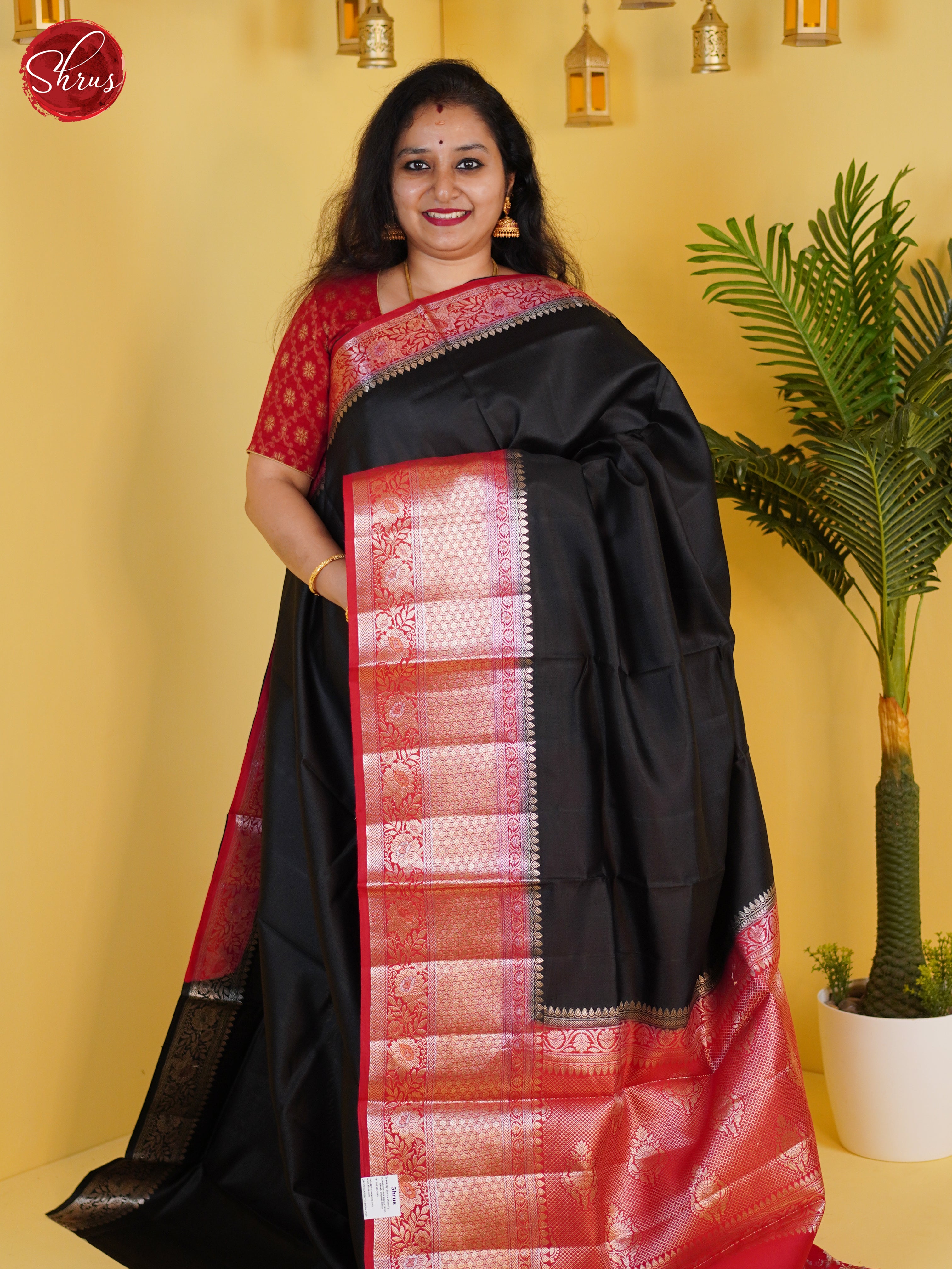 Black & Red- Tussar Saree - Shop on ShrusEternity.com