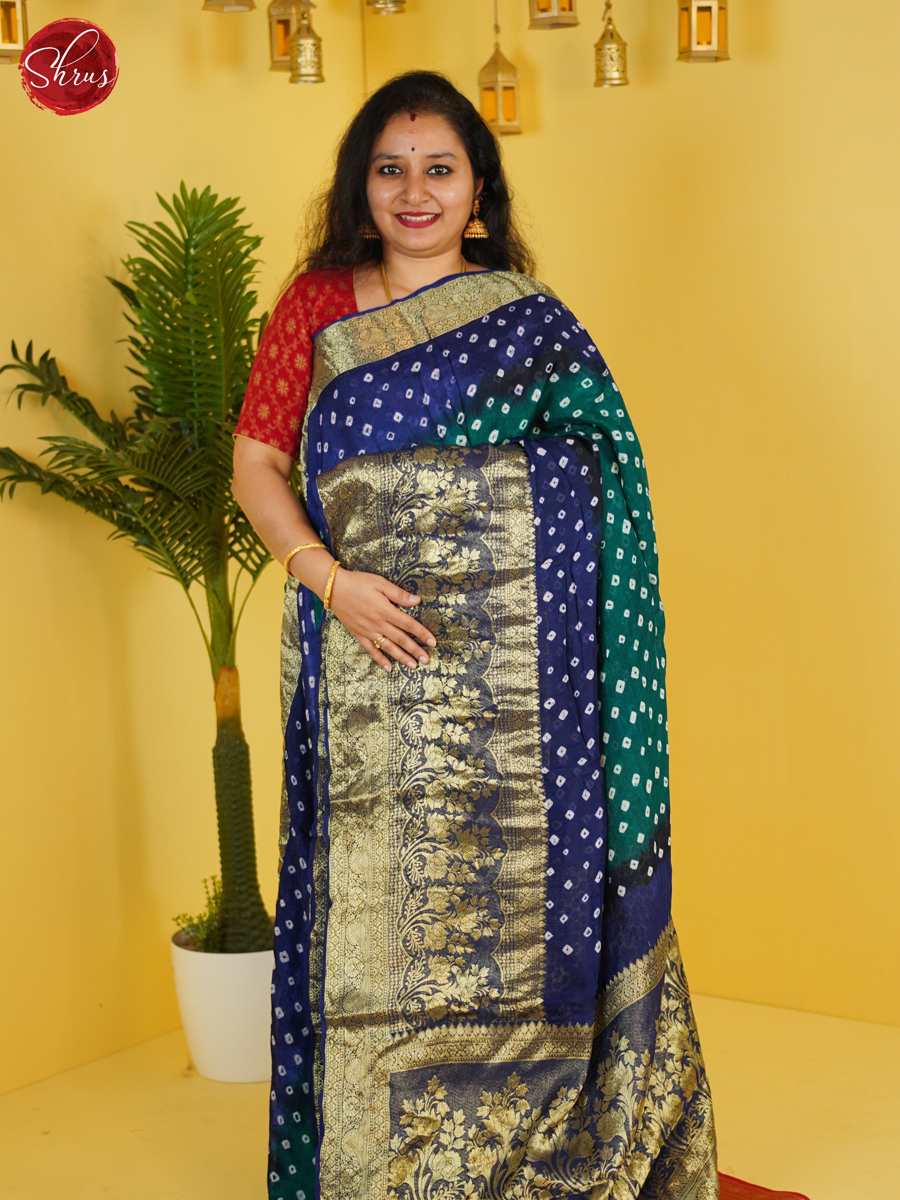 Green & Blue - Art Bandhini Saree - Shop on ShrusEternity.com