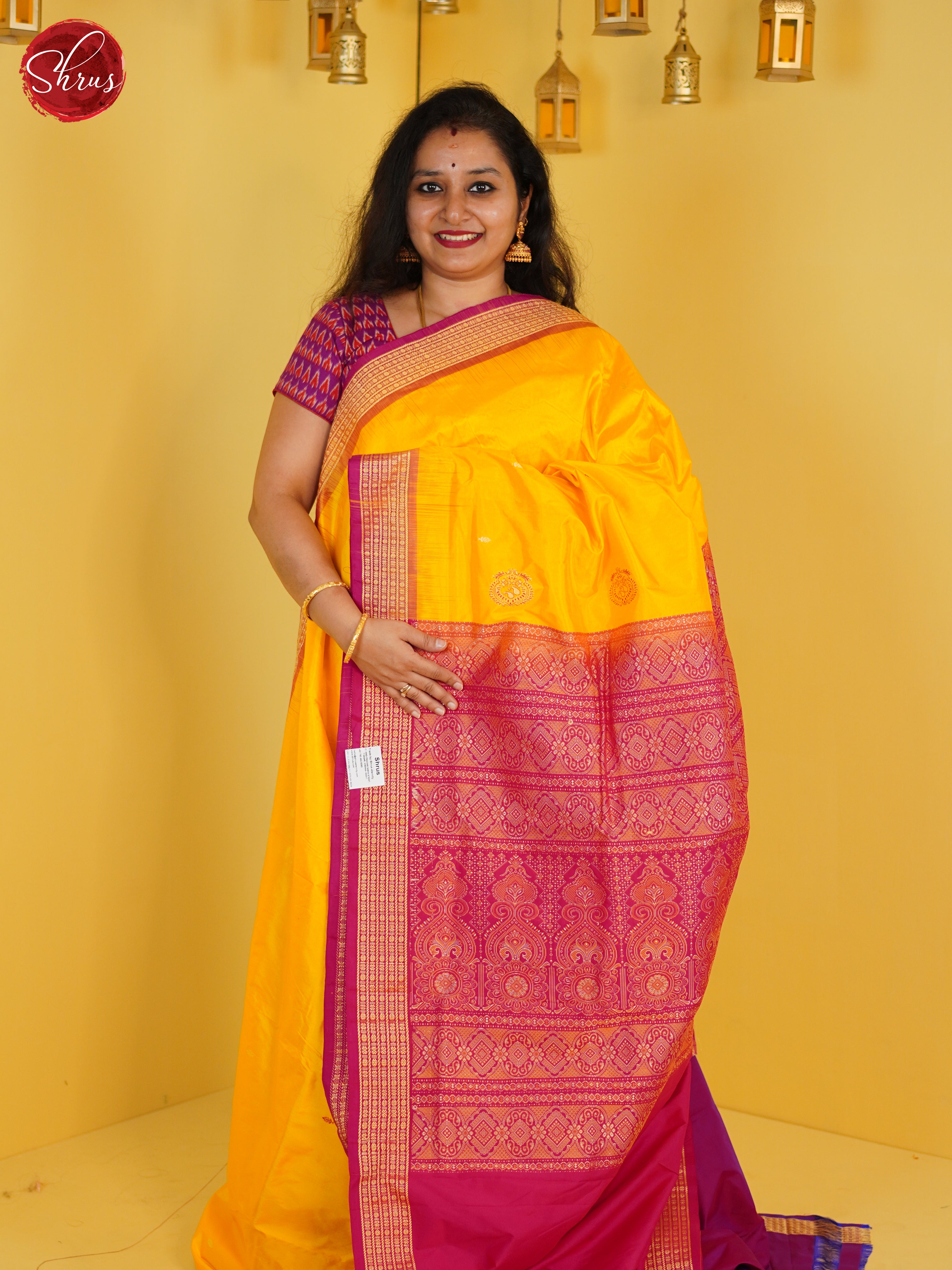 Yellow & Pink - Odisha Sambalpuri silk Saree - Shop on ShrusEternity.com