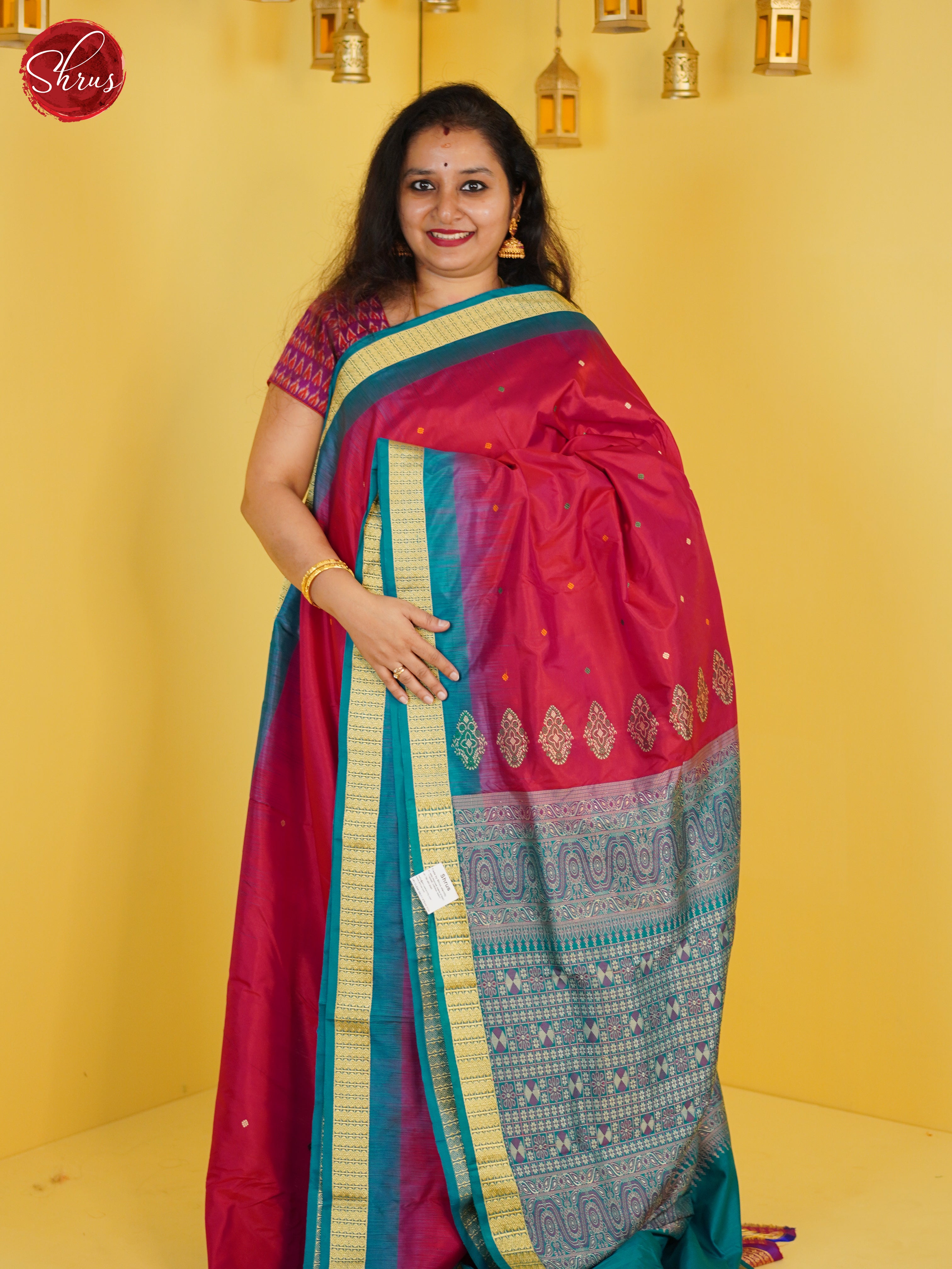 Red & Blue - Odisha Sambalpuri silk Saree - Shop on ShrusEternity.com