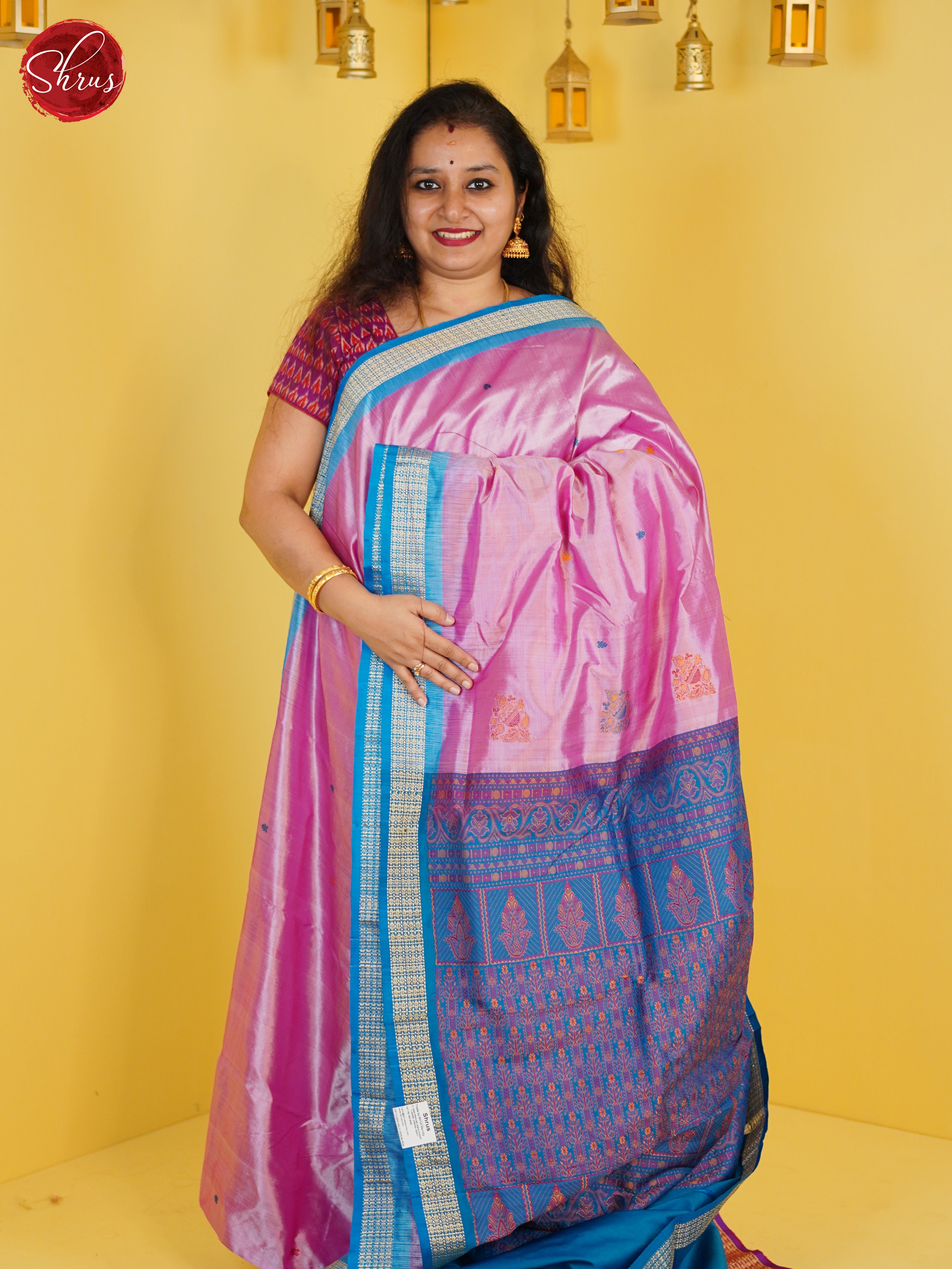 Pink & Blue- Odisha Sambalpuri silk Saree - Shop on ShrusEternity.com