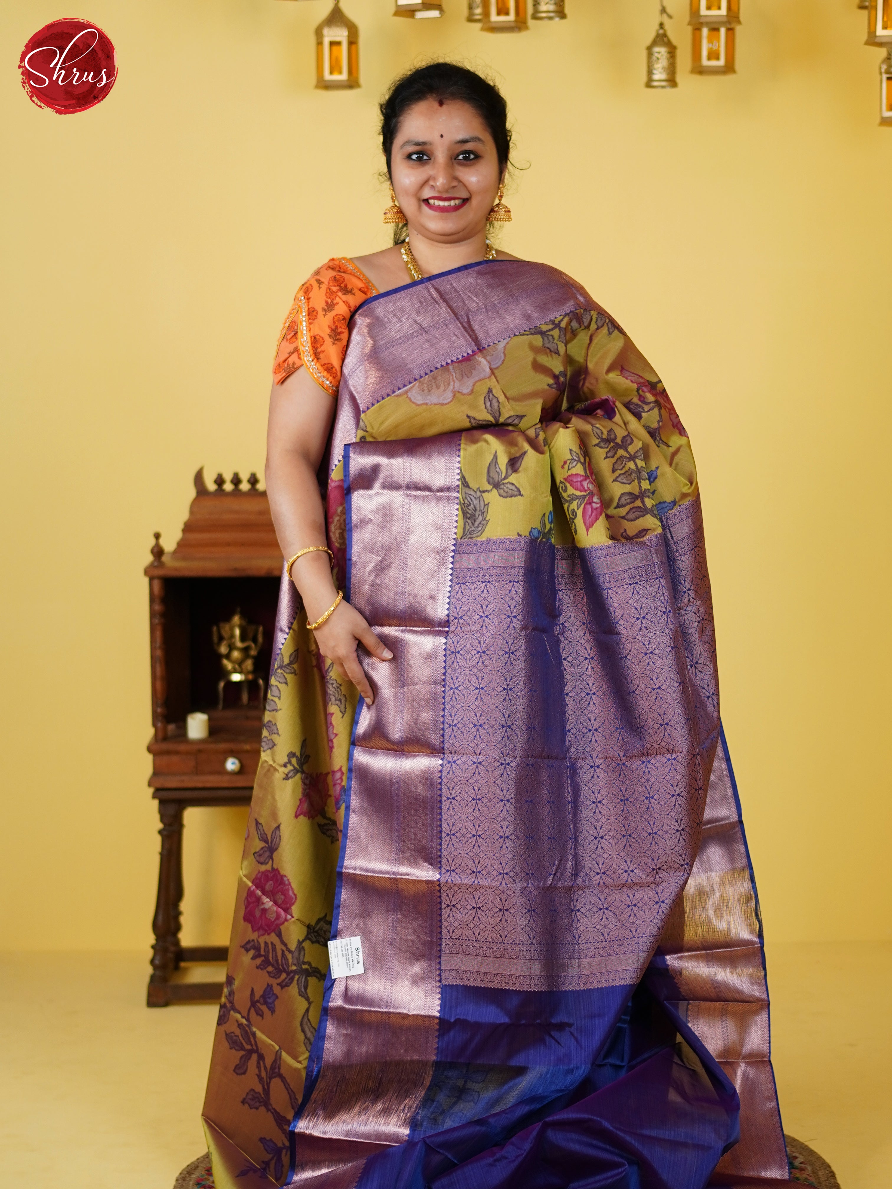 Green & Purple  - Kanchipuram-halfpure Saree - Shop on ShrusEternity.com