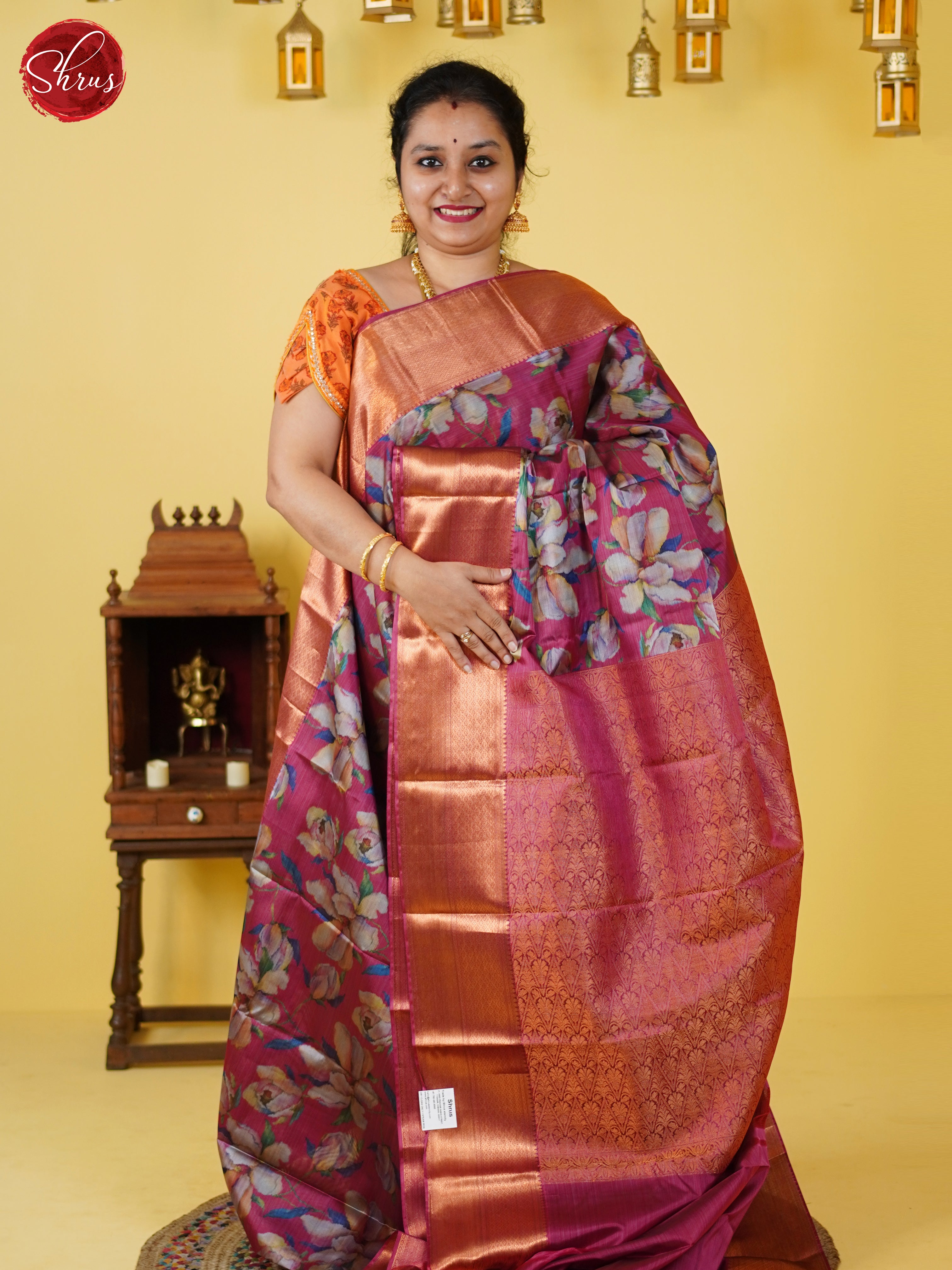 Majenta Pink (Single Tone)- Kanchipuram-halfpure Saree - Shop on ShrusEternity.com