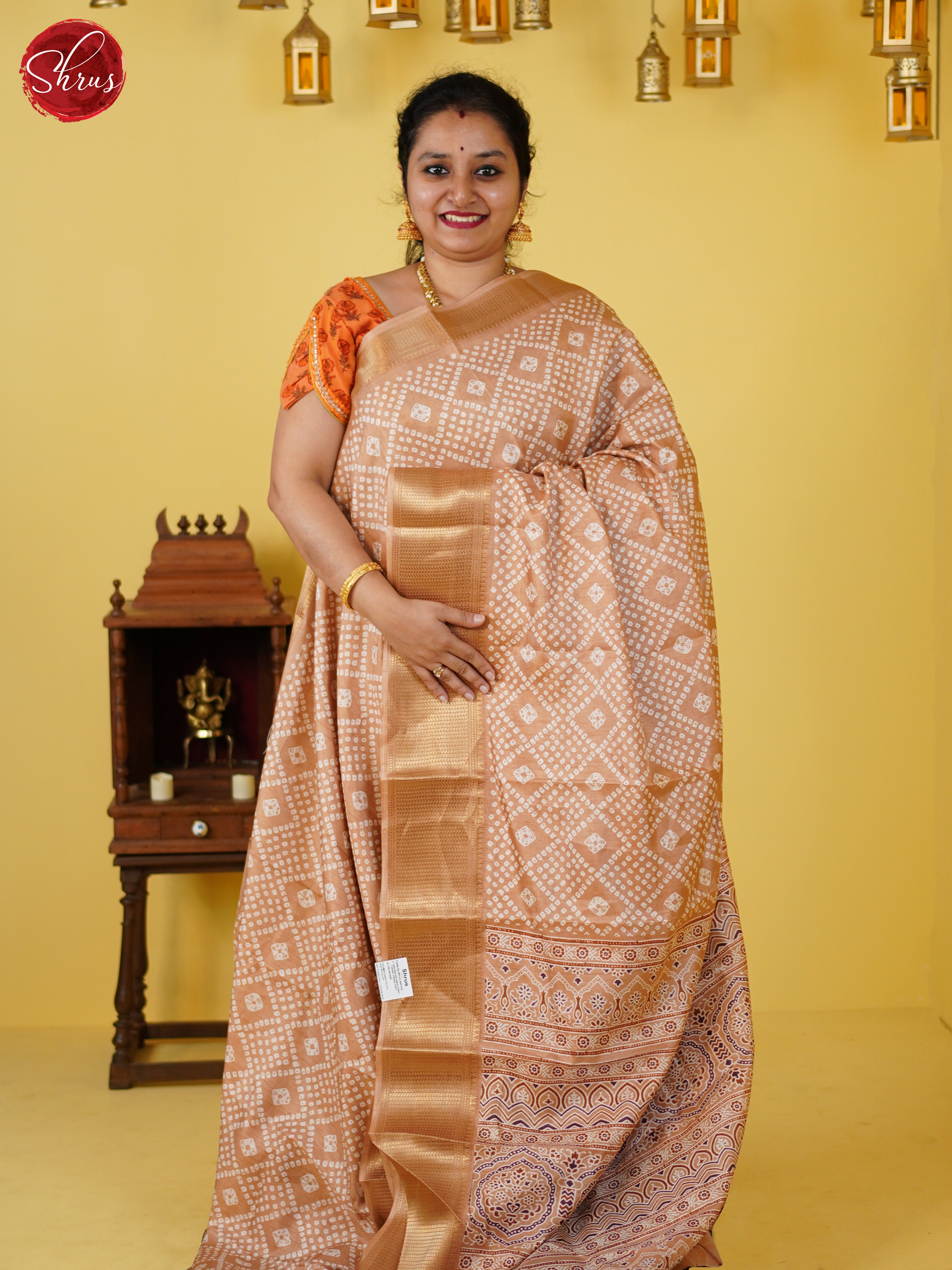 Brown(Single Tone) - Semi Crepe Saree - Shop on ShrusEternity.com