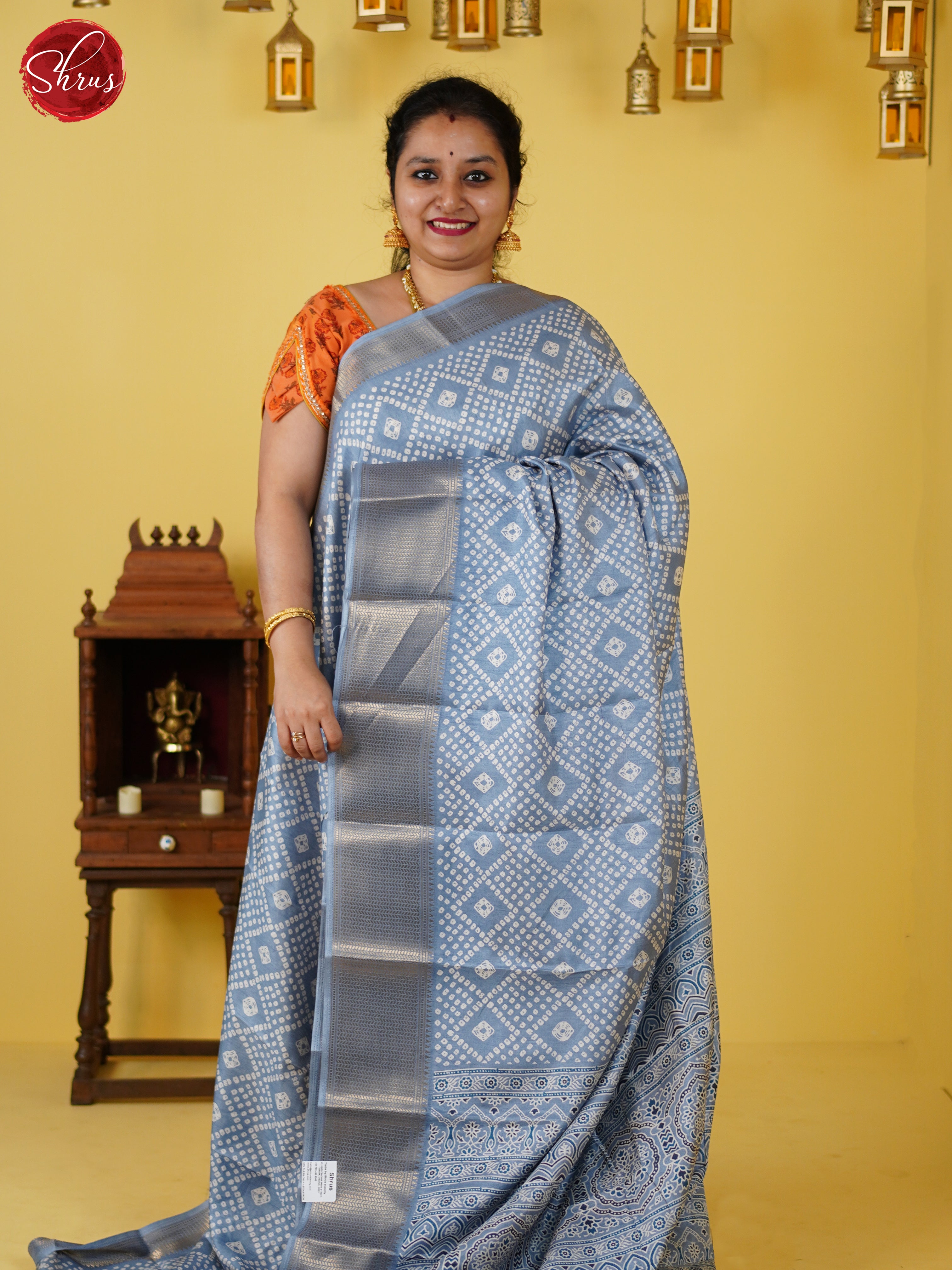 Blue (Single Tone)- Semi Crepe Saree - Shop on ShrusEternity.com