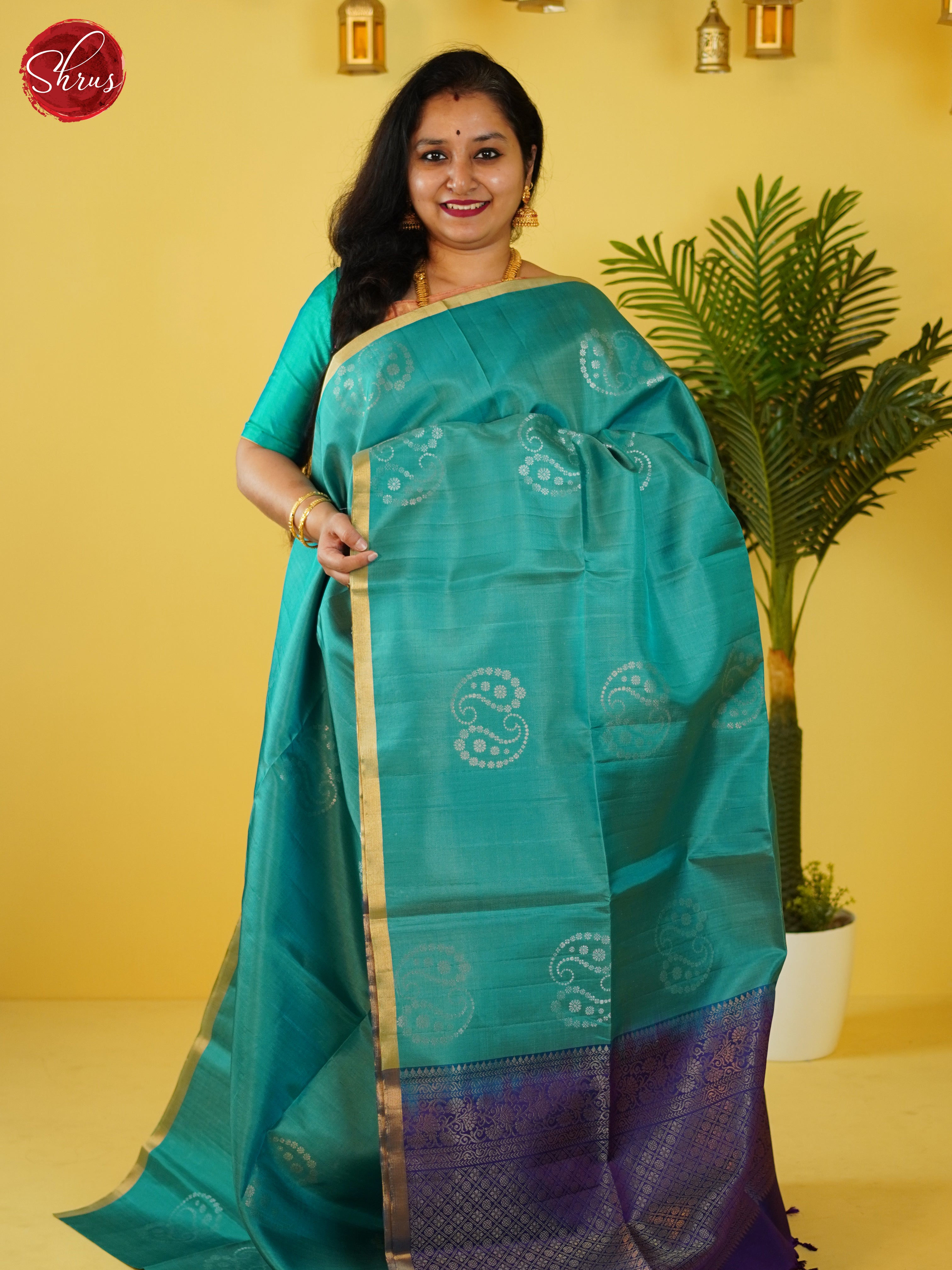 Teal Green & Purple - Soft Silk Saree - Shop on ShrusEternity.com