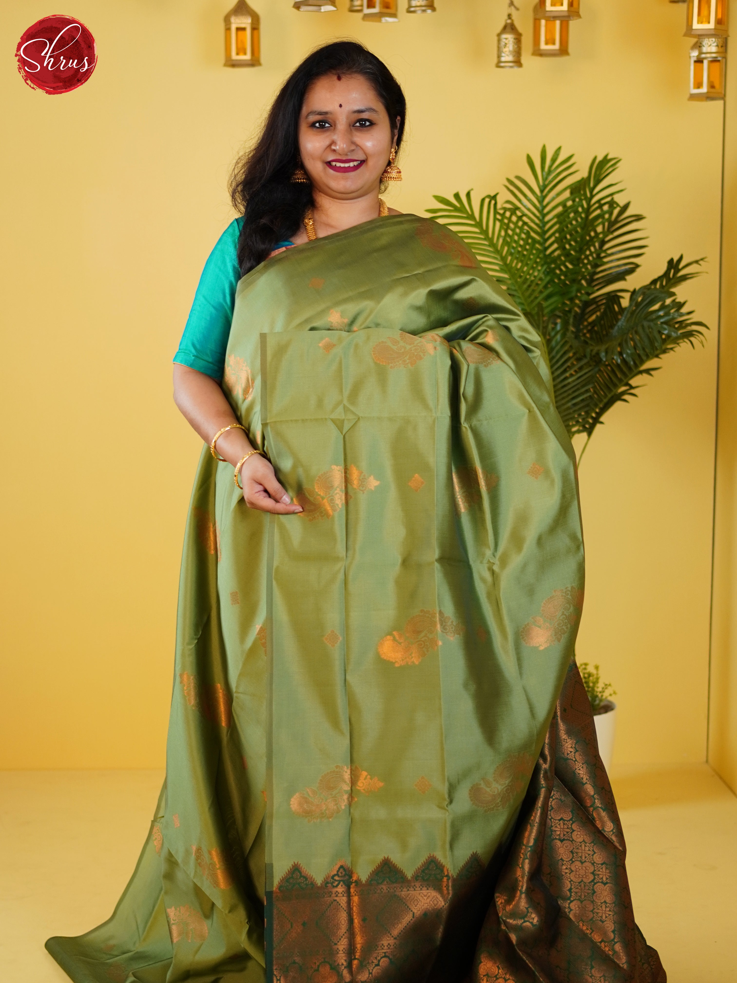 Pastel Green & Green- Semi Softsilk Saree - Shop on ShrusEternity.com