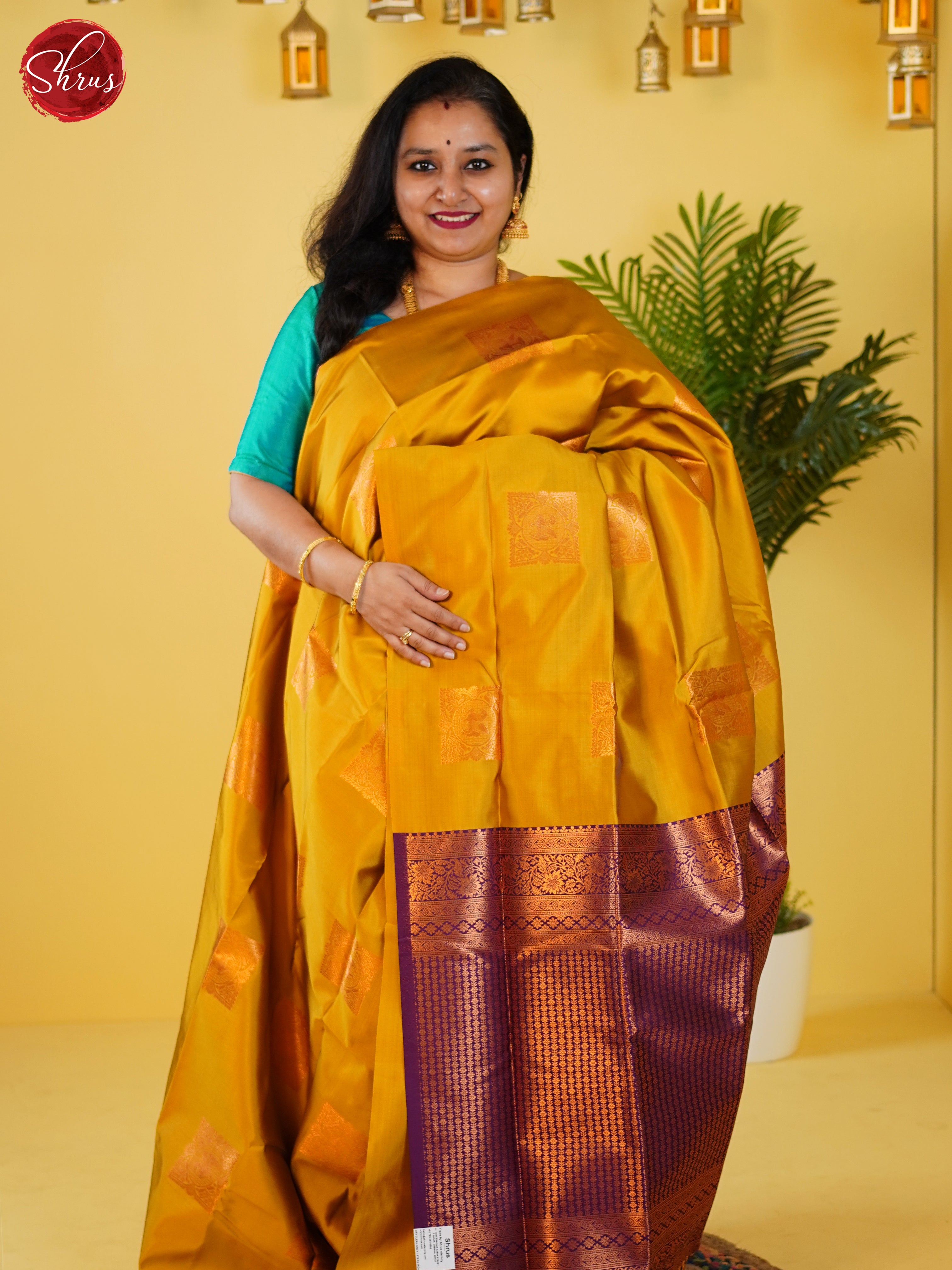 Mustardy Green & Wine - Semi Softsilk Saree - Shop on ShrusEternity.com