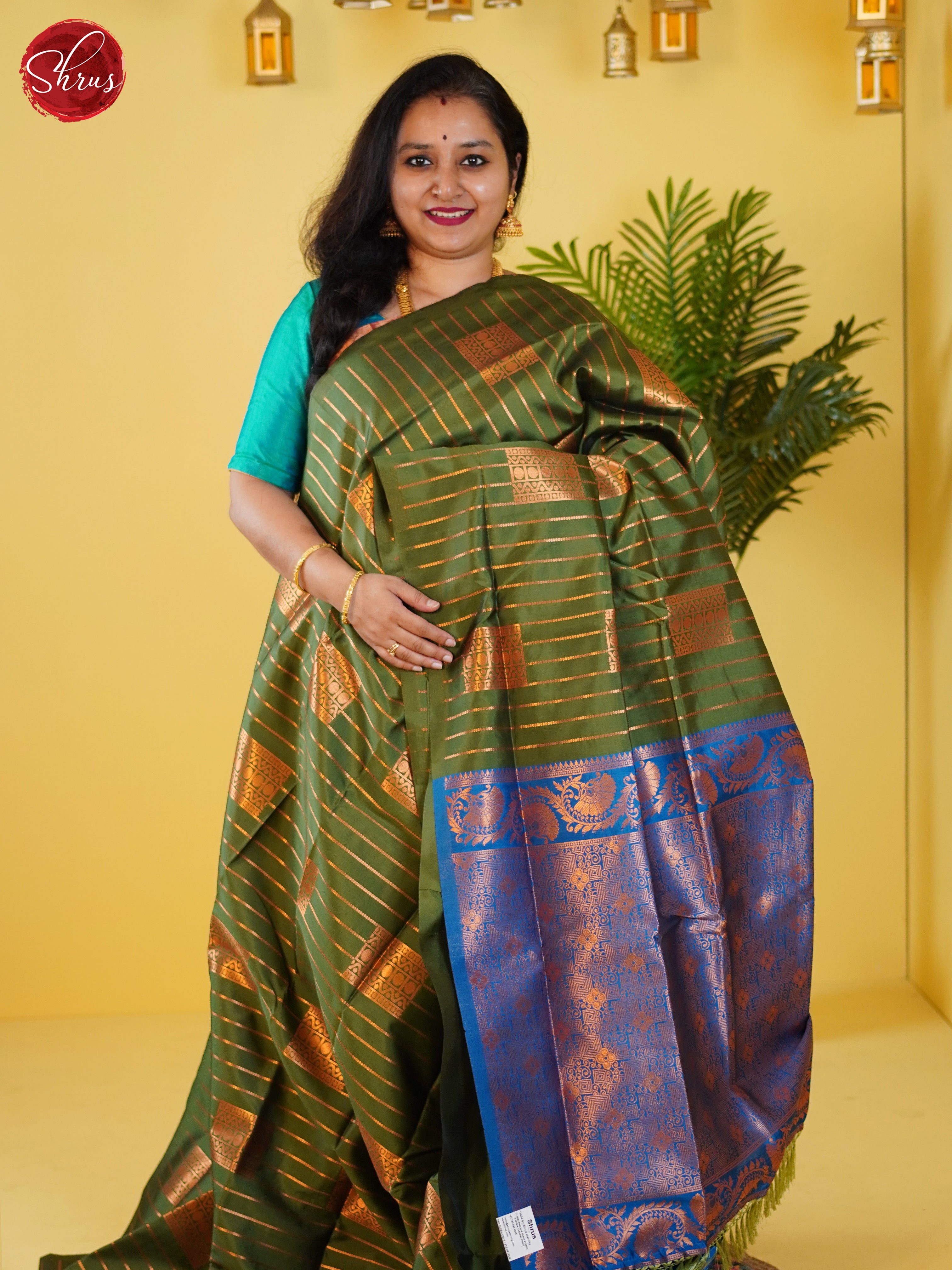 Green& Blue - Semi Softsilk Saree - Shop on ShrusEternity.com