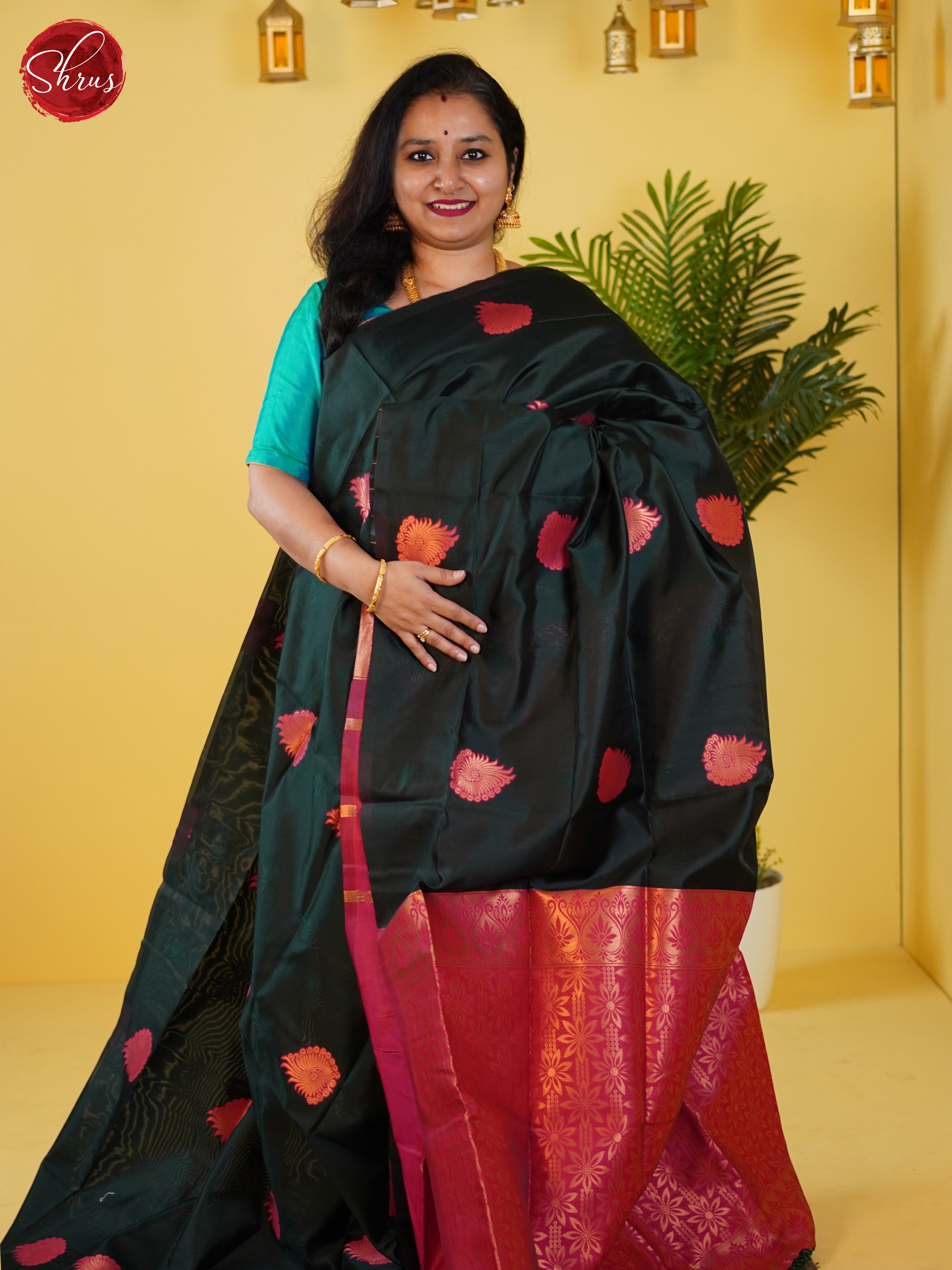 Green & Pink - Semi Softsilk Saree - Shop on ShrusEternity.com