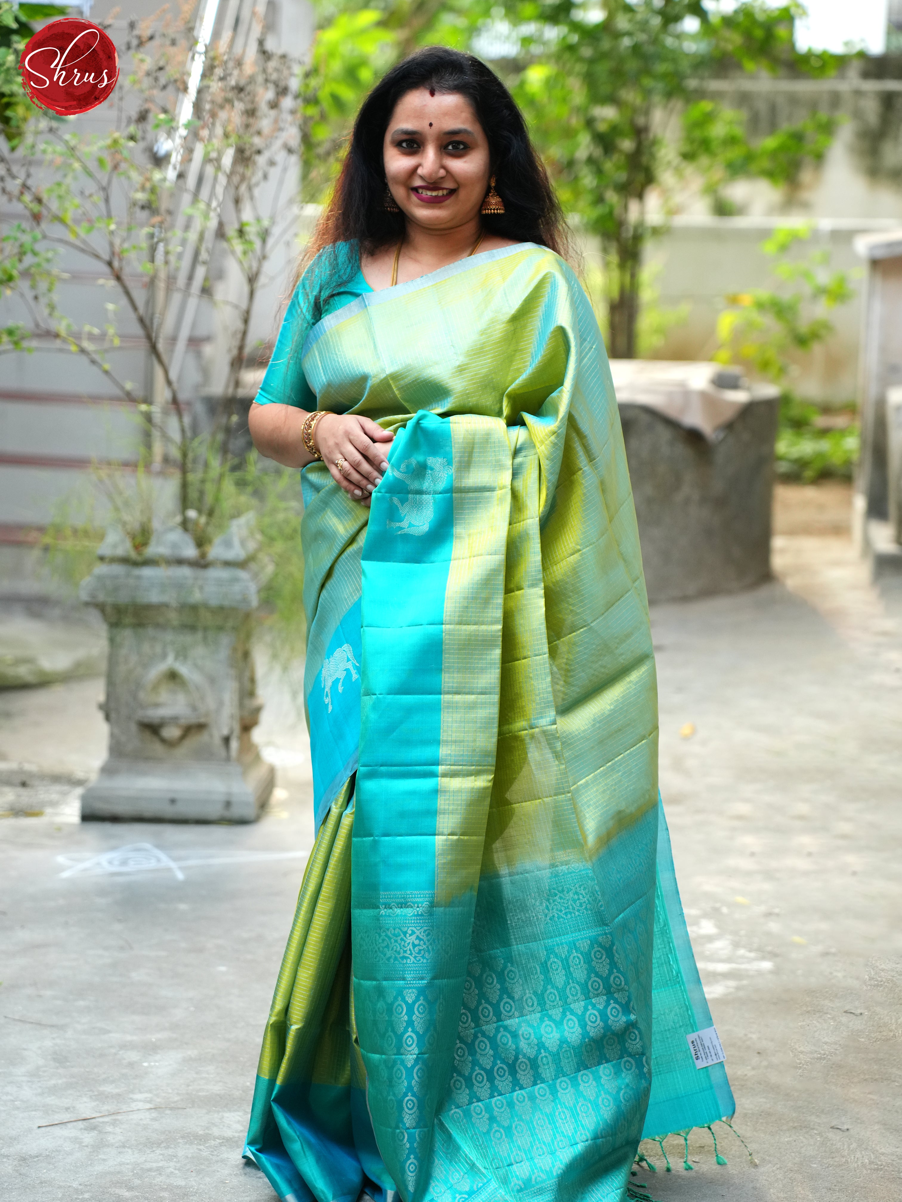 Mehandi Green & Green- Soft Silk Saree - Shop on ShrusEternity.com