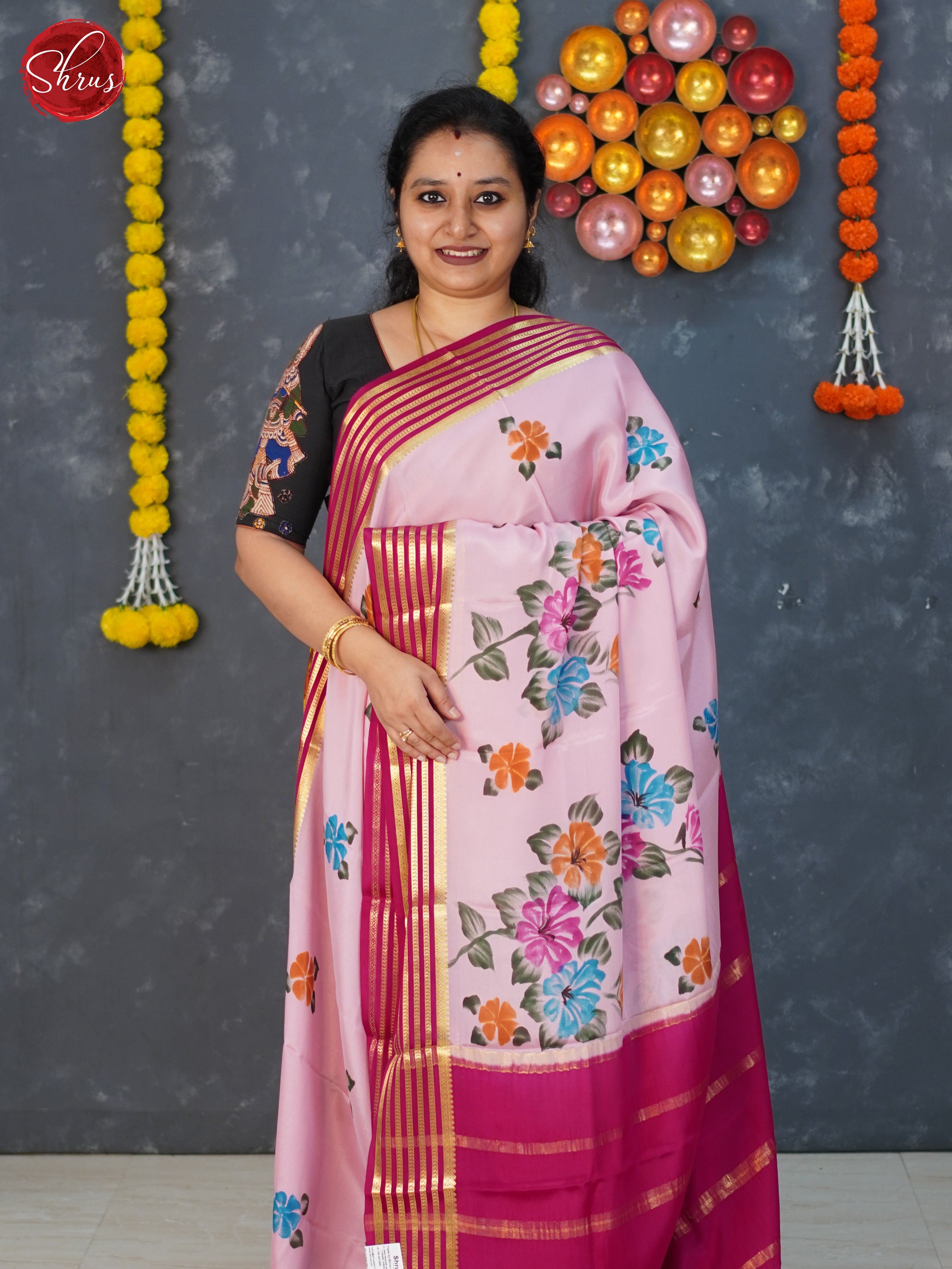 Pink & Red - Mysore Silk Saree - Shop on ShrusEternity.com