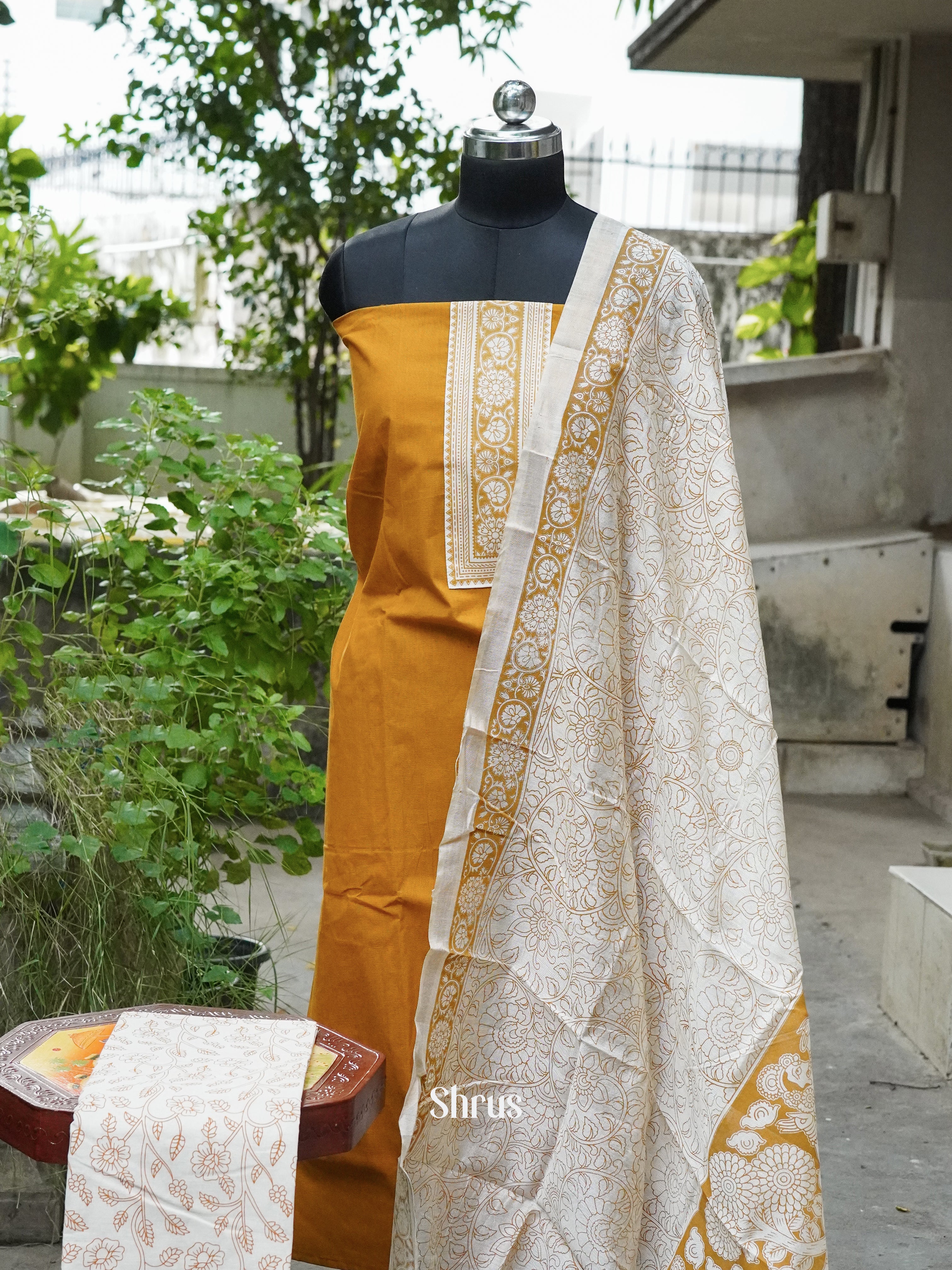 Mustard & White - Cotton salwar