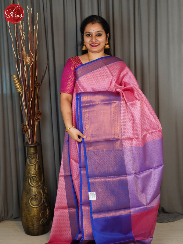 Pink & Blue- Tanchoi Saree - Shop on ShrusEternity.com