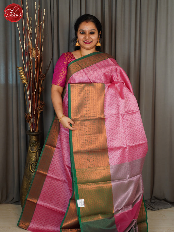 Pink & Green -Semi  Tanchoi Saree - Shop on ShrusEternity.com