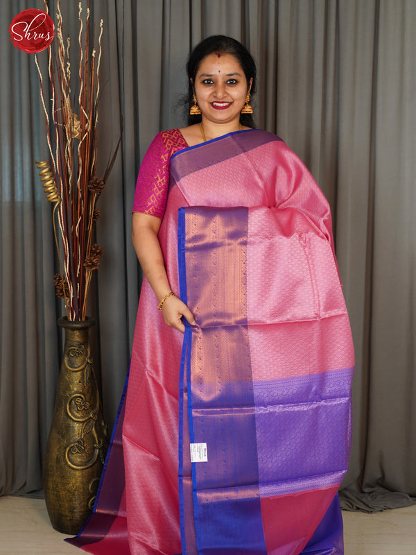 Pink & Blue - Semi Tanchoi Saree - Shop on ShrusEternity.com