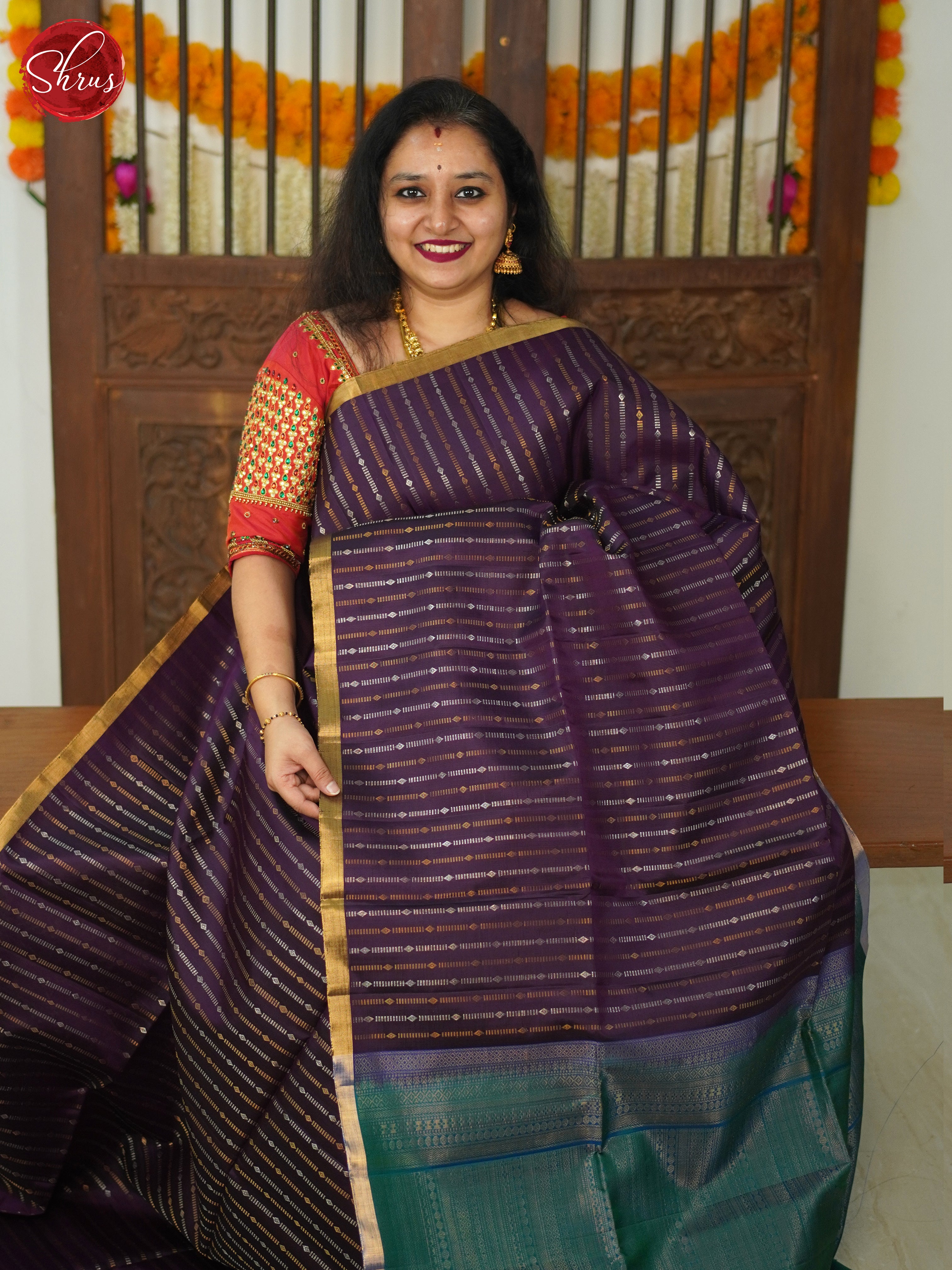 Jamun Fruit & Blue - Soft Silk Saree - Shop on ShrusEternity.com