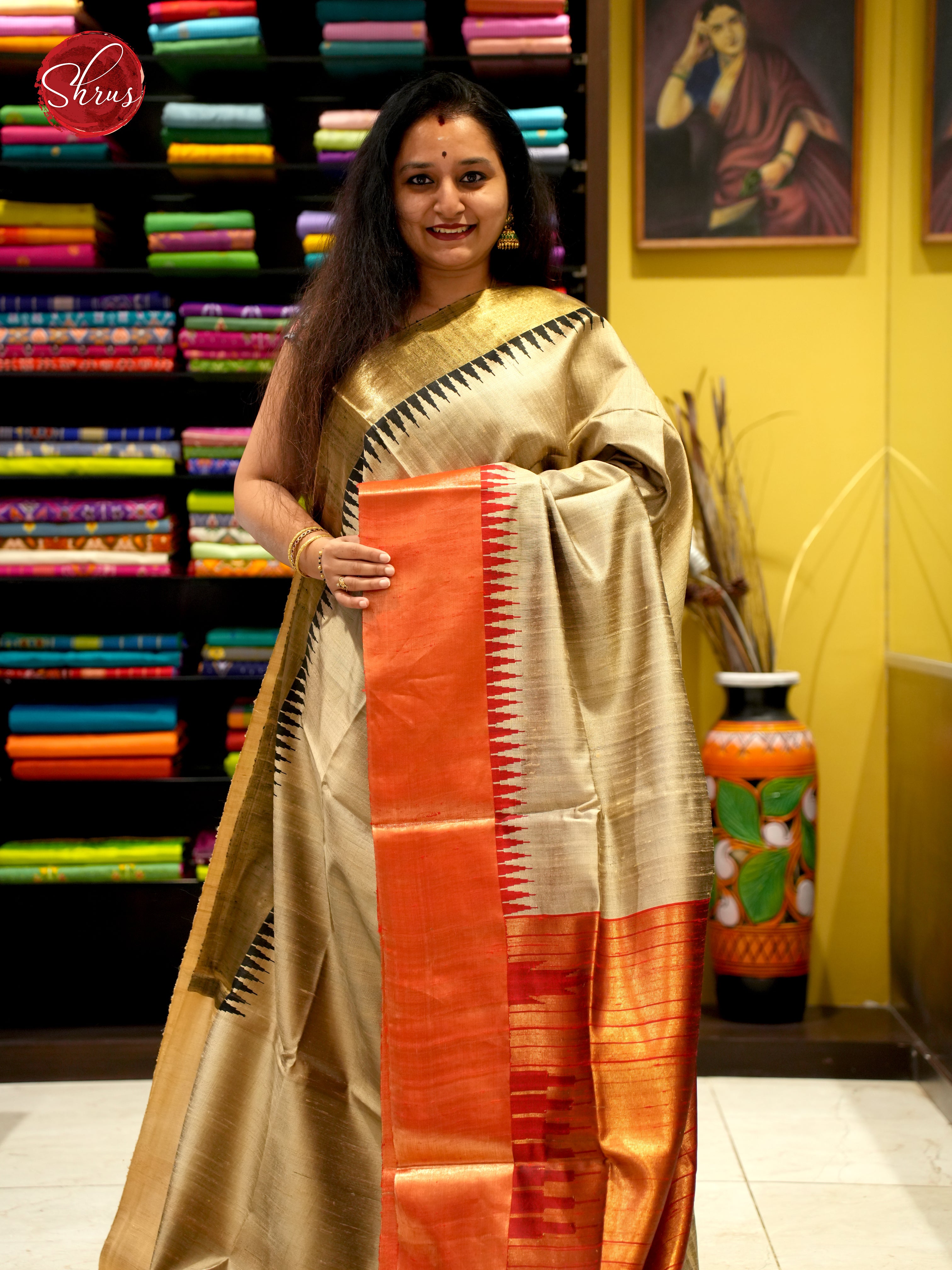 Gold & Red/Black - Raw Silk Saree - Shop on ShrusEternity.com