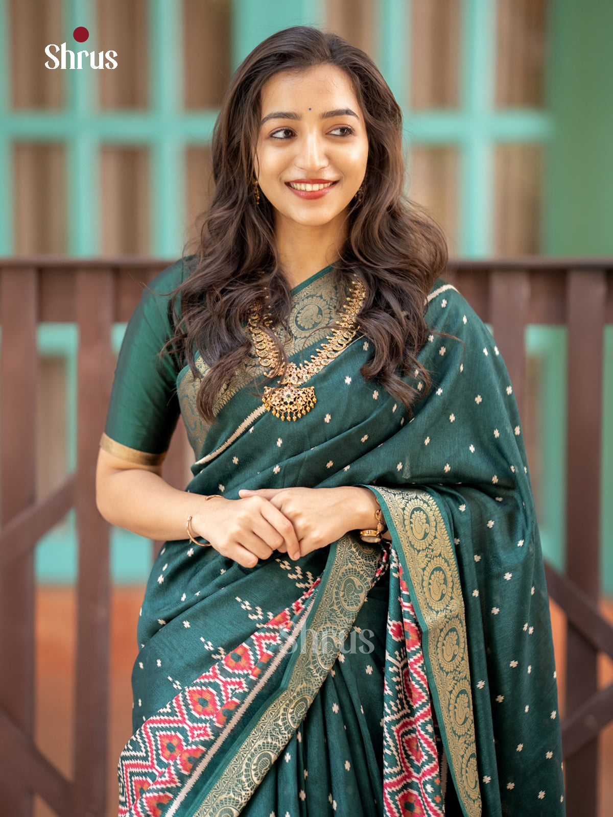 Green - Semi Crepe - Saree - EAS30513 - Shop on Shrus.com