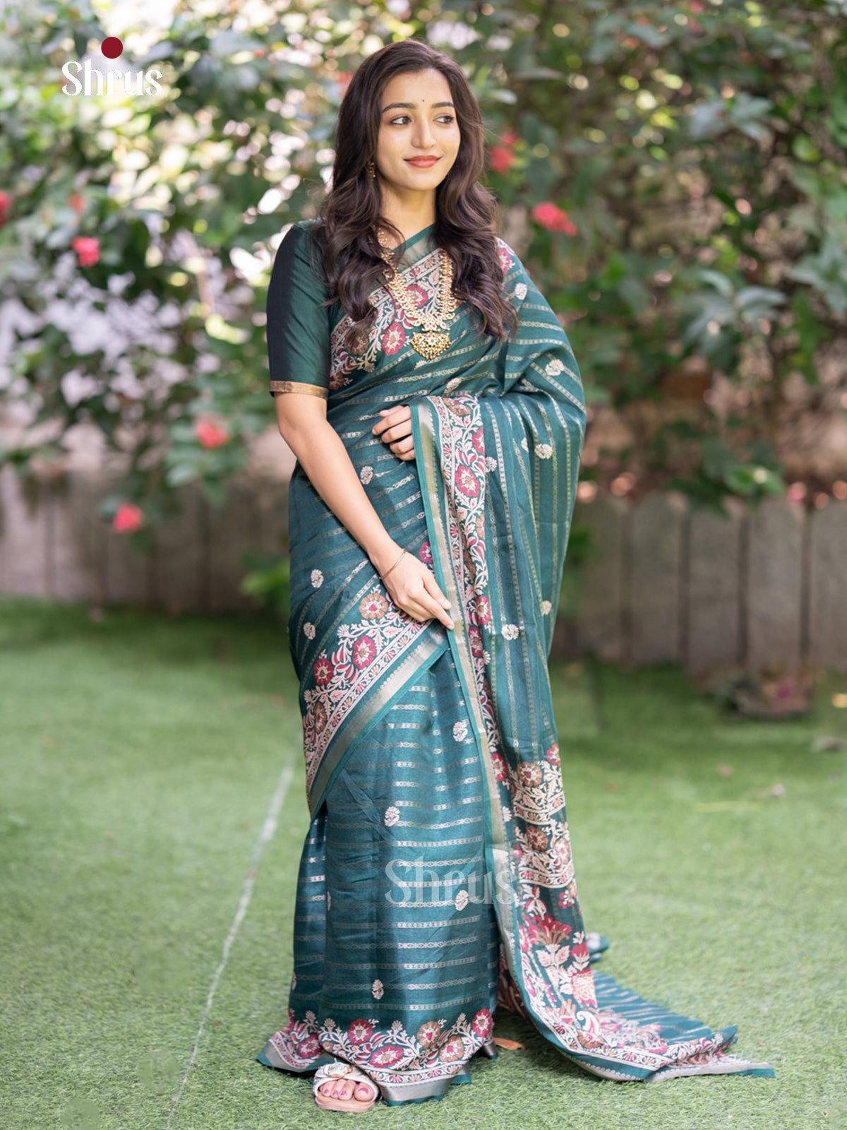 Green - Semi Crepe - Saree - EAS22369 - Shop on Shrus.com
