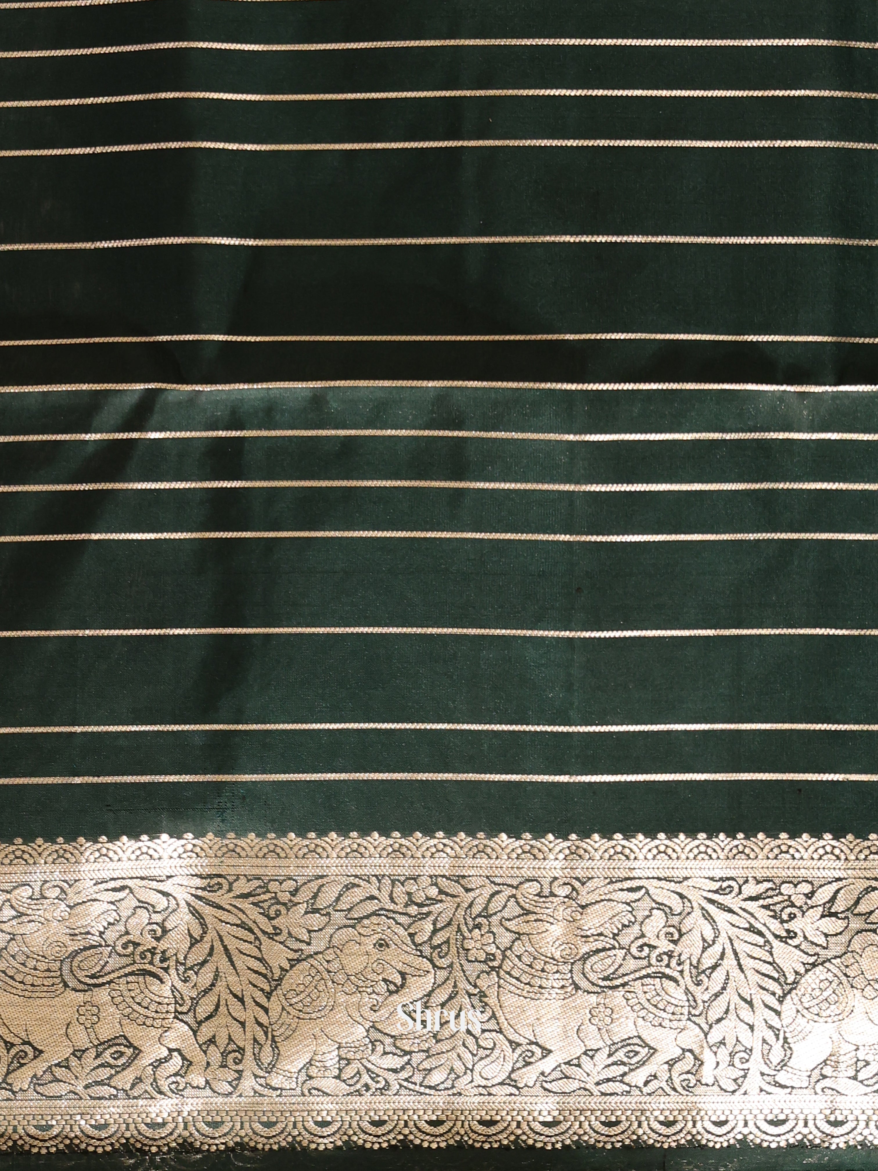 Enchanting Dark Green Soft Silk Sarees With Zari Woven Checks & Brocade Pallu