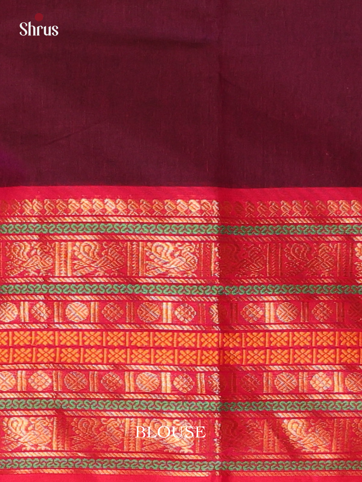 Dark Purple Chettinad Saree With Red Zari Border & Striped Pallu
