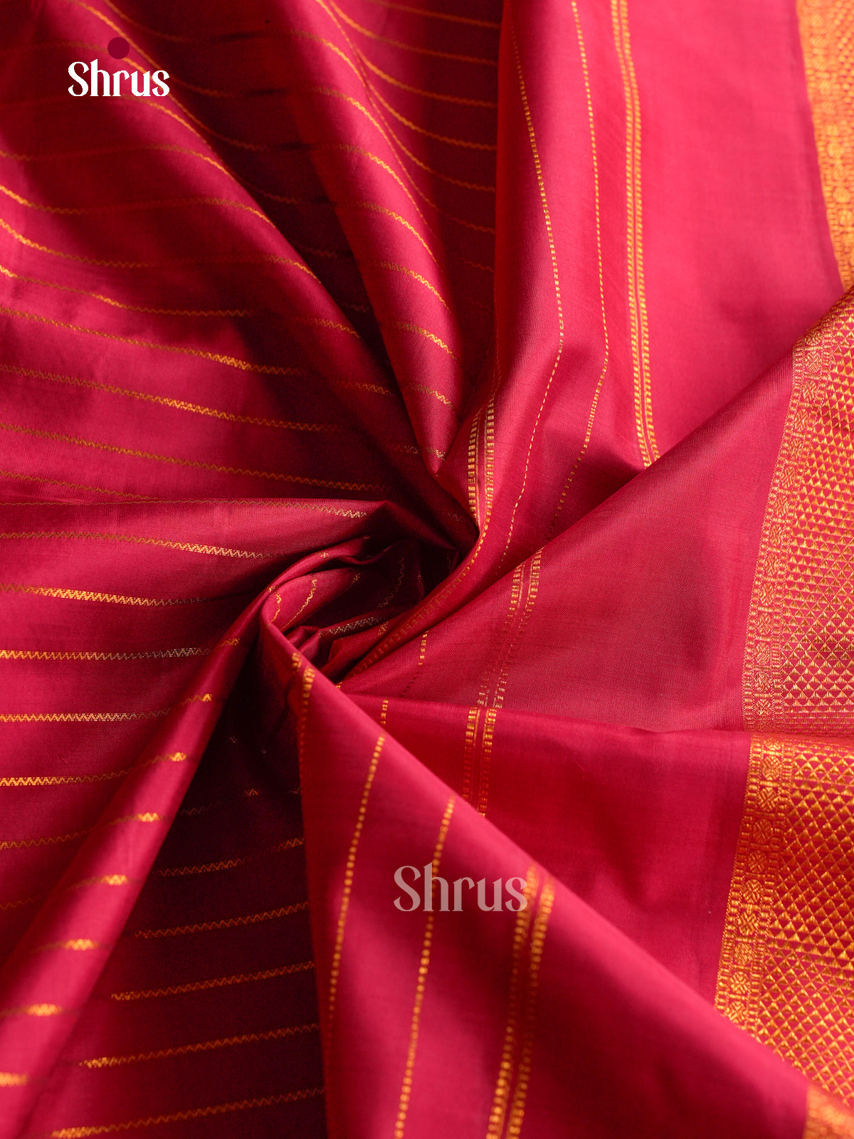 Dashing Pink 9Yards Pattu Sarees With Gold Stripes | Self Zari Border & Pallu