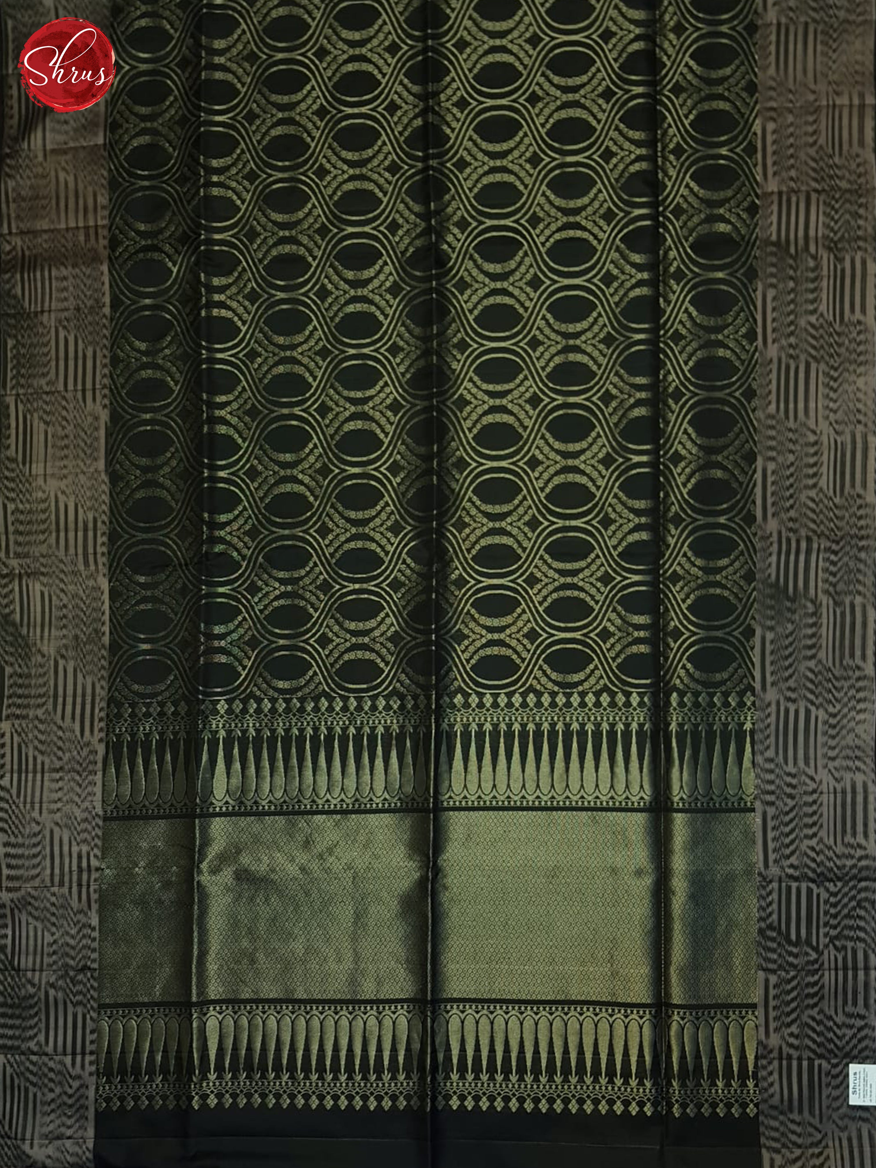 Sheeny Deep Green Soft Silk Sarees With Zari Woven Body, Grey Ikkat Border & Brocade Pallu