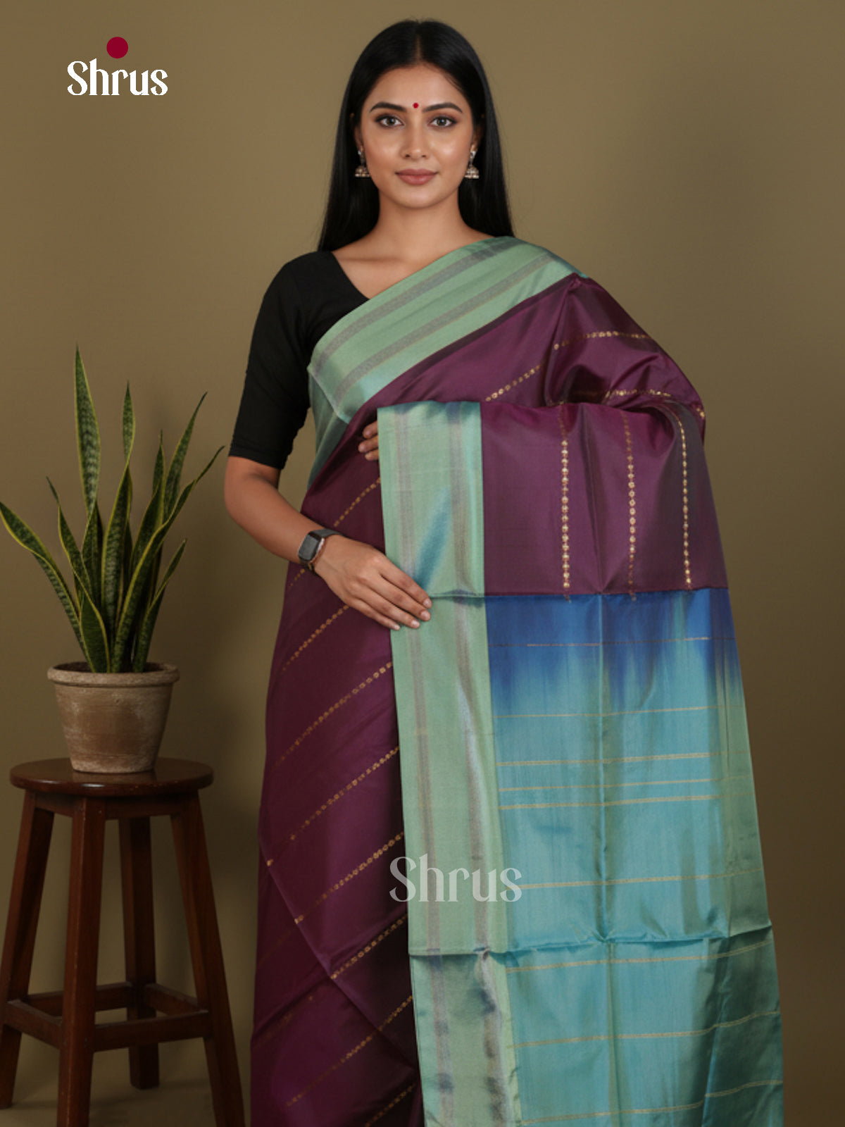 Buy Exquisite Deep Wine Banana Pith Sarees With Zari Stripes, Pastel Se Green Rettaipet Border & Pallu
