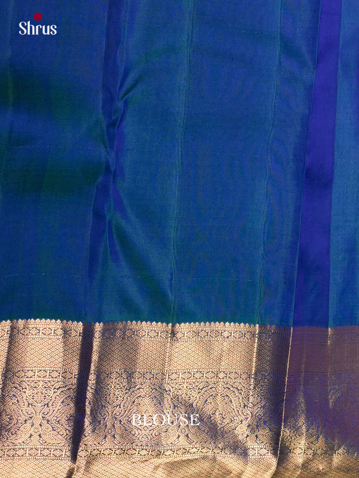 Buy Pretty Dual Shaded Peacock Blue Kanjivaram Saree with Zari Brocade & Traditional Border