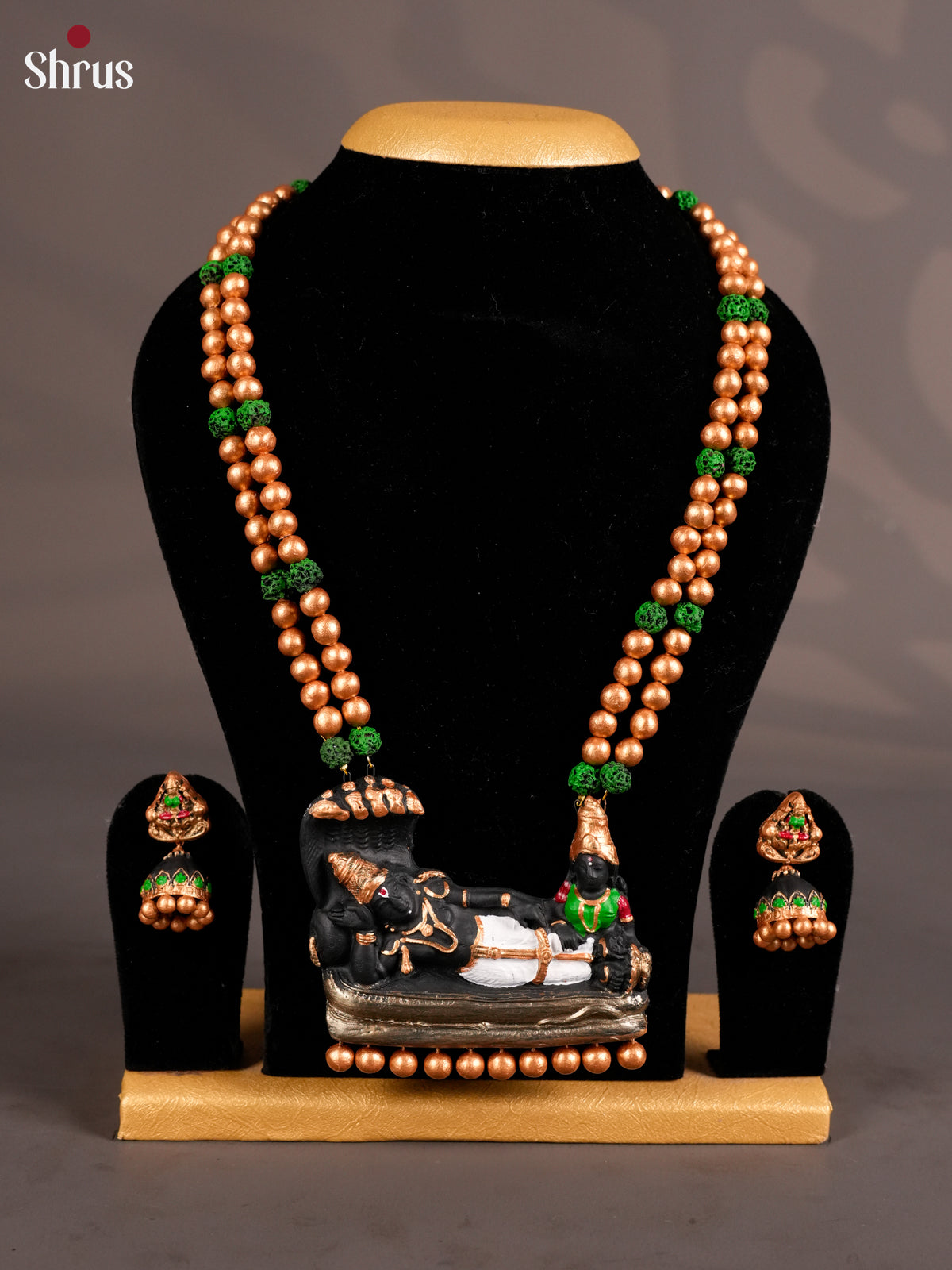 Exquisite Handcrafted necklace with padmaswamy sayana kolam terracotta set- EAJ16003 - Shop on Shrus.com