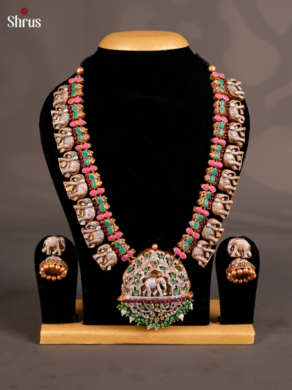 Stunning Elephant Necklace Terracota set  -EAJ16024 - Shop on Shrus.com