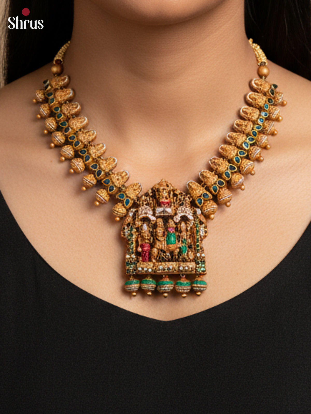 Handcrafted Shiv parivar Necklace  Terra cotta set - EAJ16026