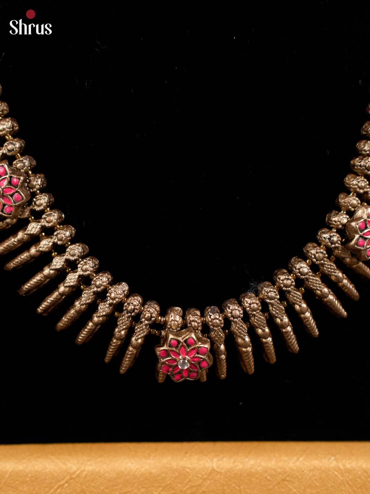 Earthy Mullu Mottu necklace Terracotta set -EAJ16034