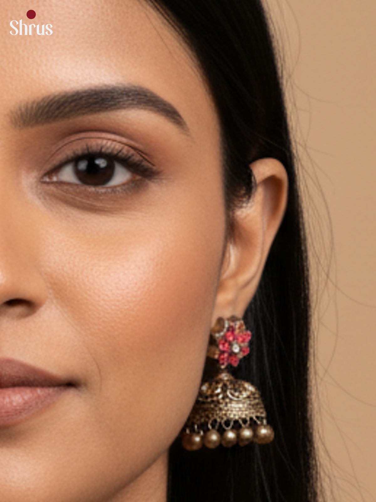 Earthy Mullu Mottu necklace Terracotta set -EAJ16034