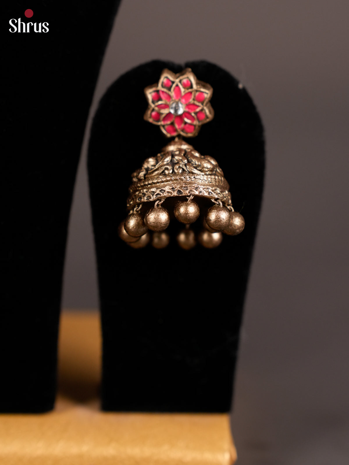 Earthy Mullu Mottu necklace Terracotta set -EAJ16034