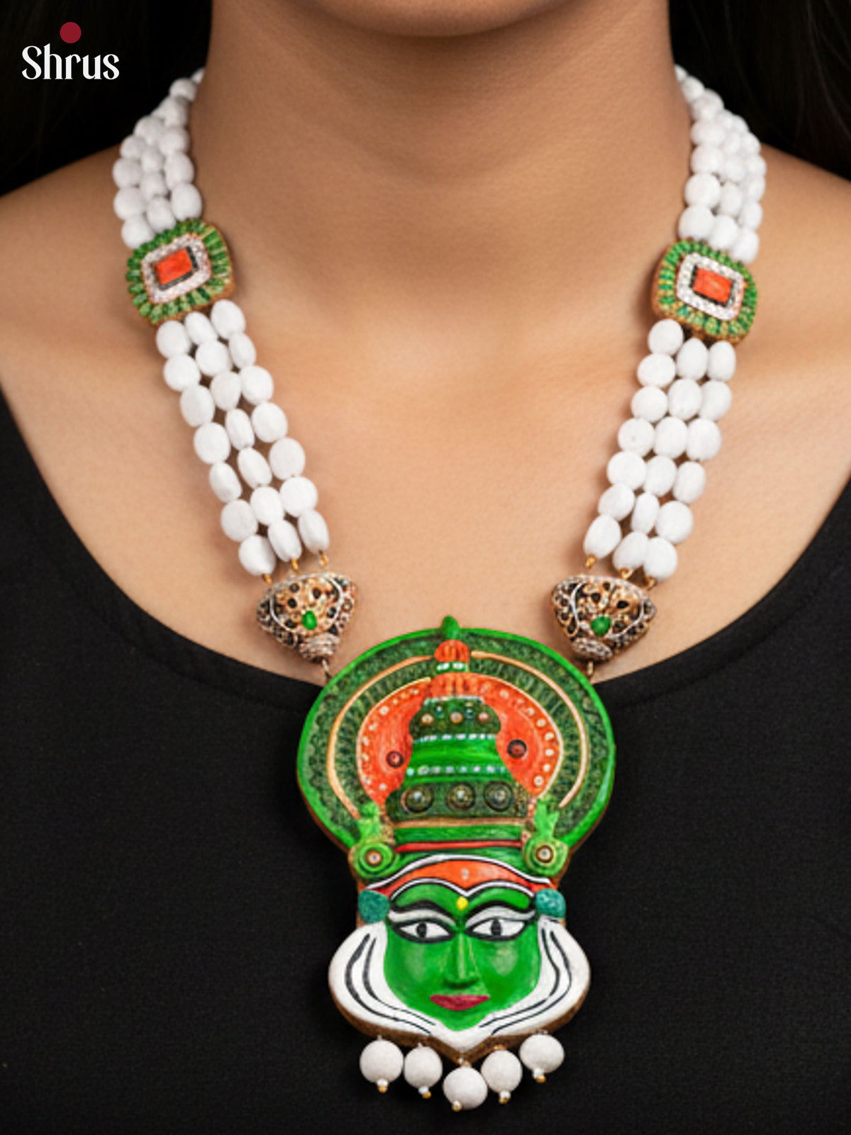 Classic Kathakali  Terracotta Set with Jhumkas - EAJ16041