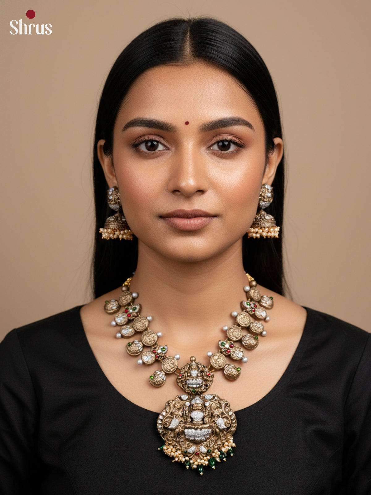 Traditional Gajalakshmi Necklace  Terracotta Set - EAJ20001